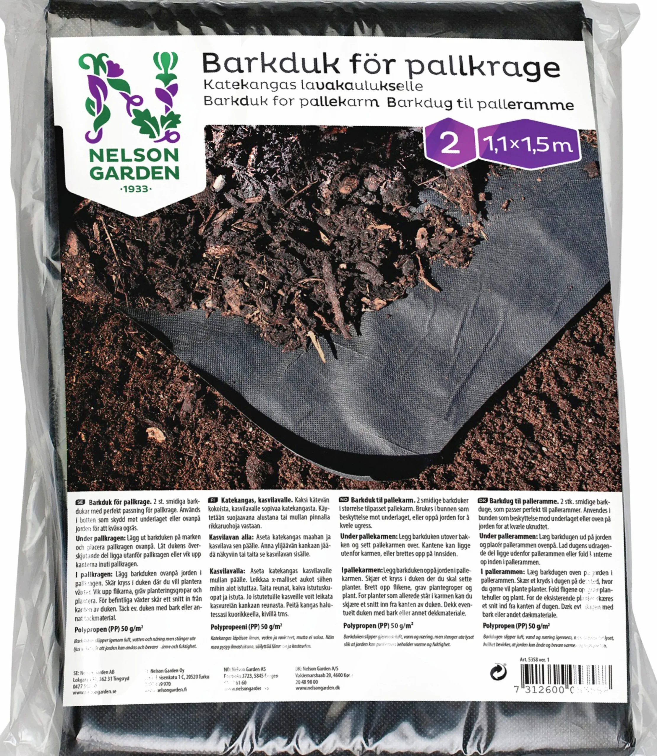 Barkduk Nelson Garden till Pallkrage helpall Svart 2-p