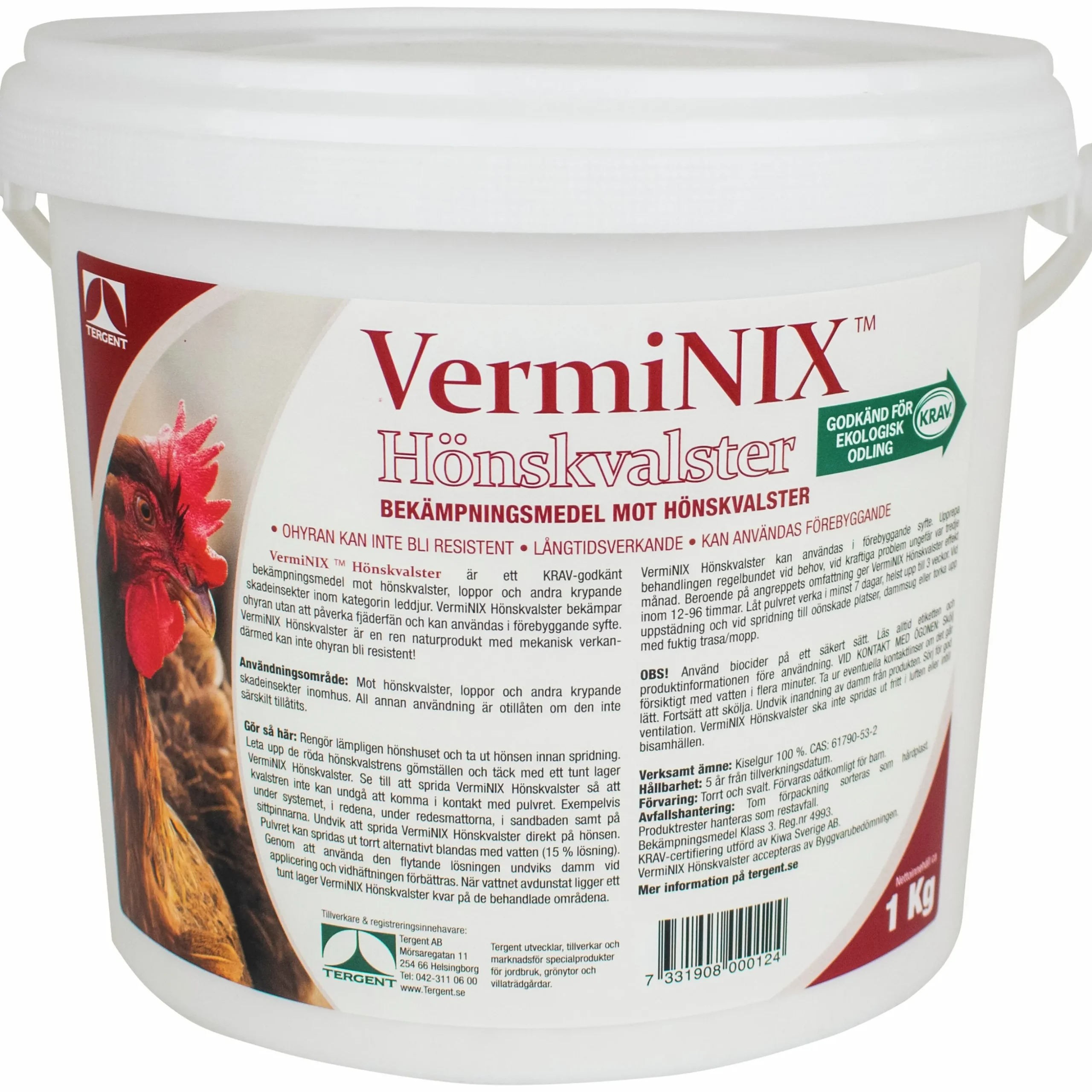 Bekämpningsmedel Tergent VermiNIX mot Hönskvalster KRAV 1kg