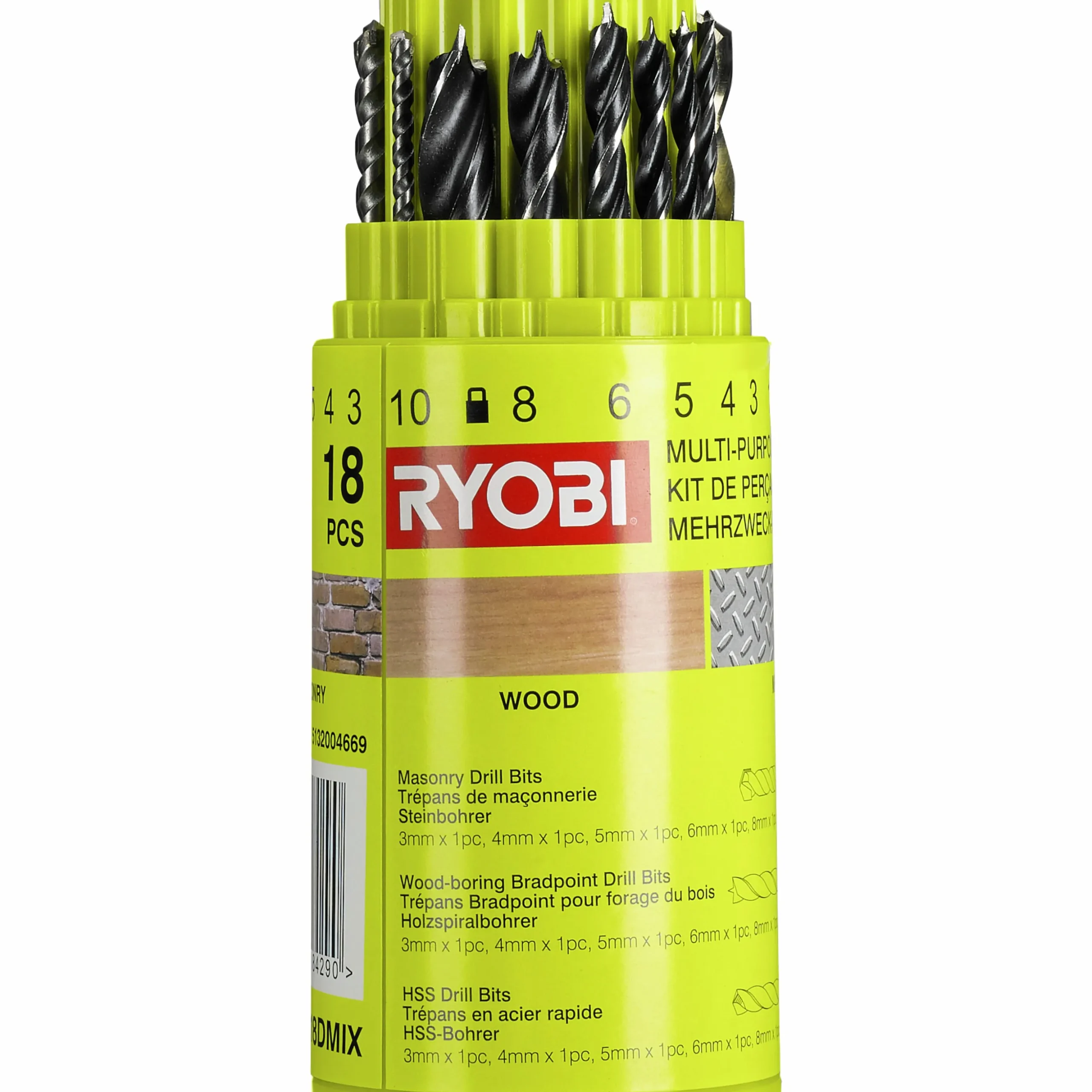 Borrsats Ryobi RAK18DMIX Mix 18 delar