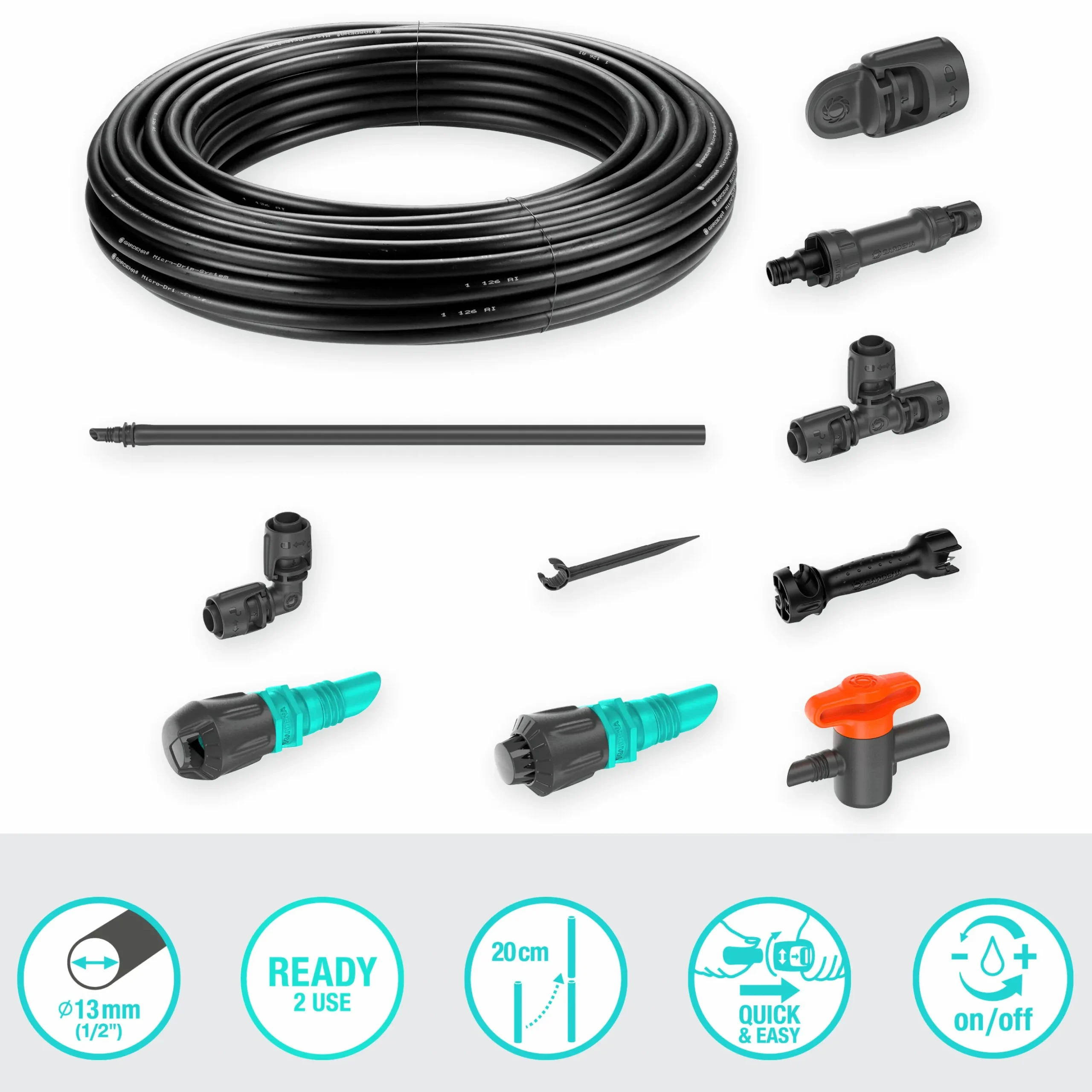 Droppbevattning Gardena MicroDrip Rabatt & Trädgård Startset