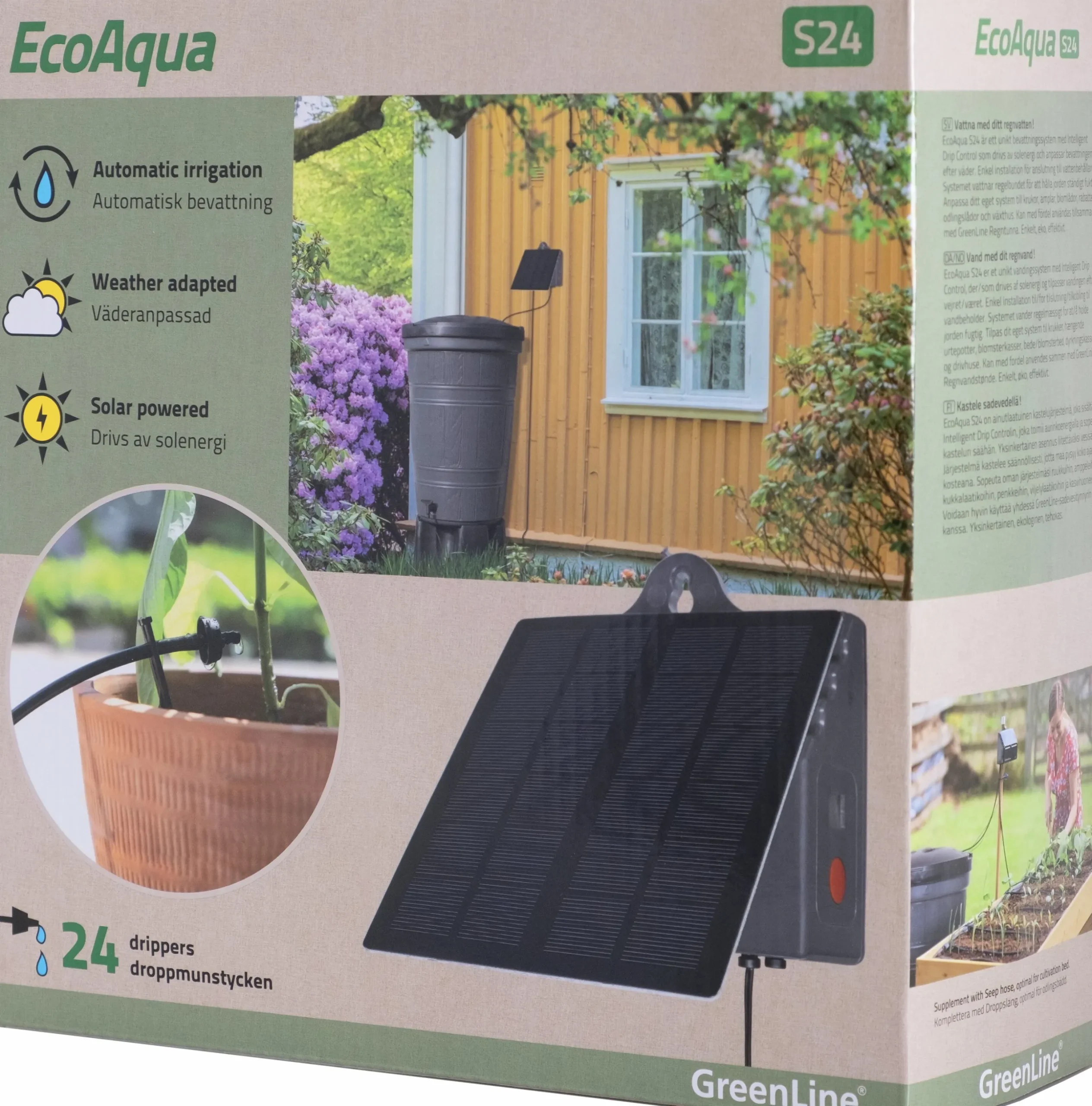 Droppbevattningssystem EcoAqua S24 Solcell 24 munstycken
