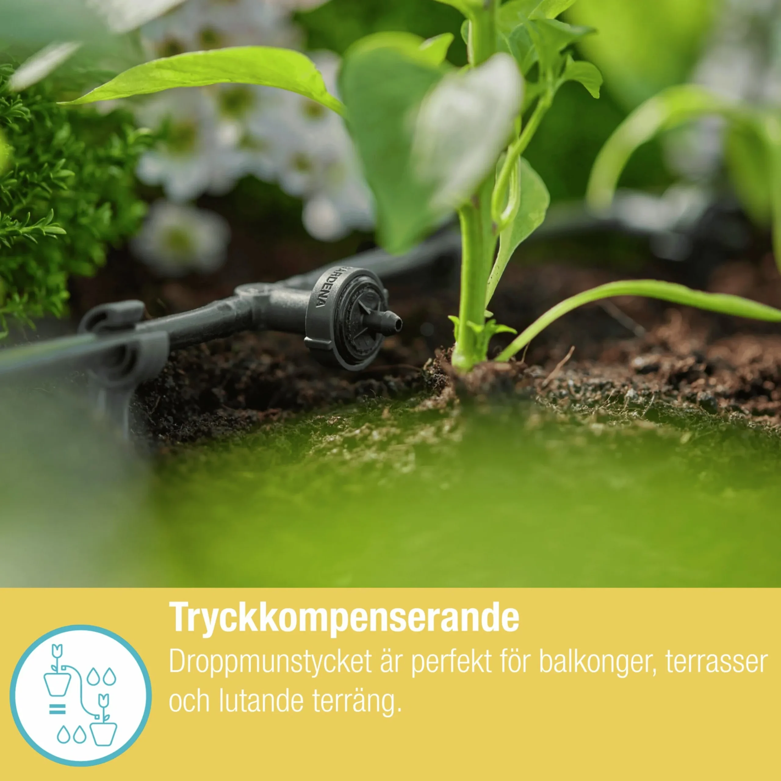 Droppspridare Gardena Inline Tryckreglerande 2 l/h 10-p