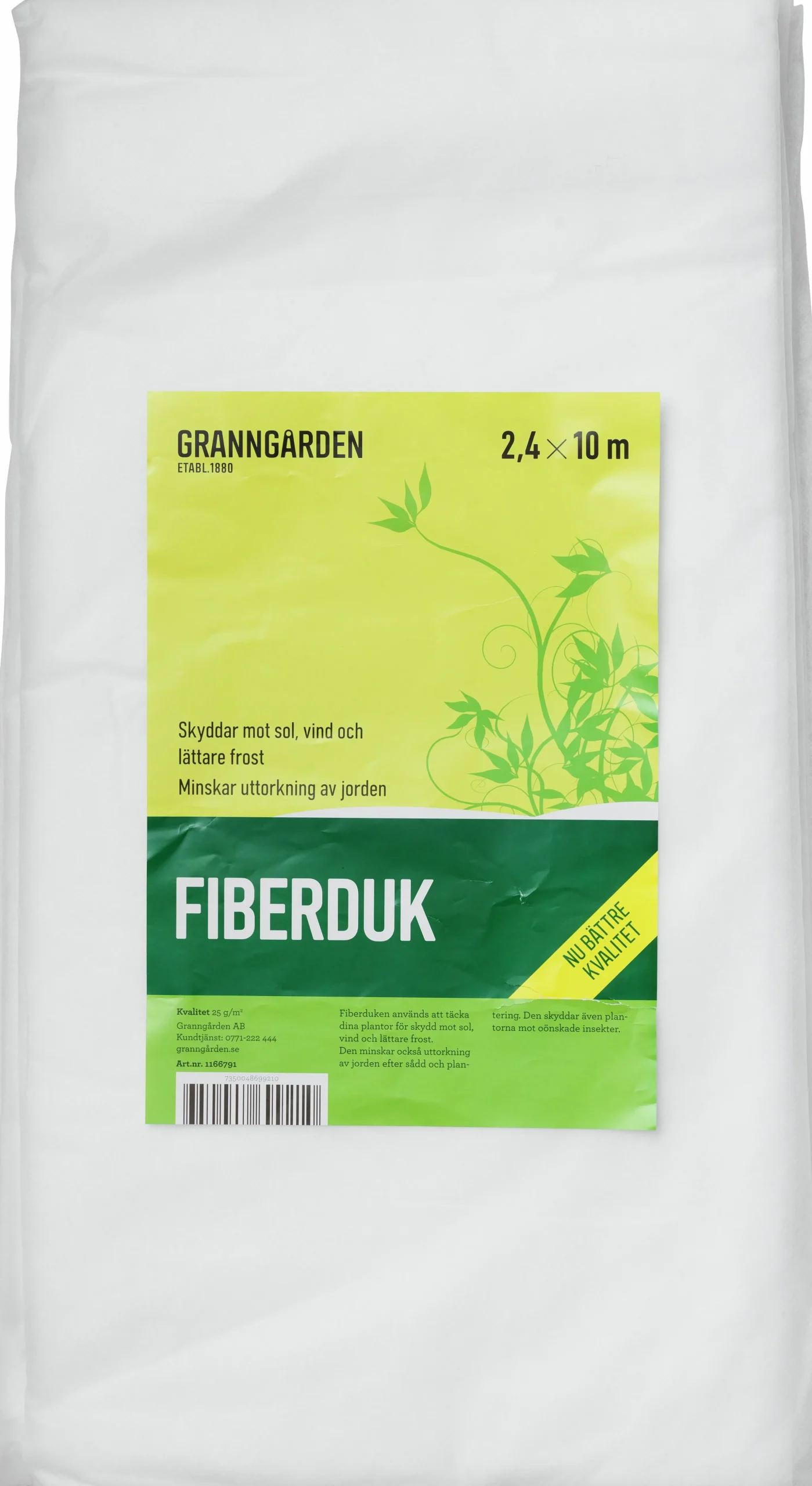 Fiberduk Granngården 25g Vit 2,4x10m