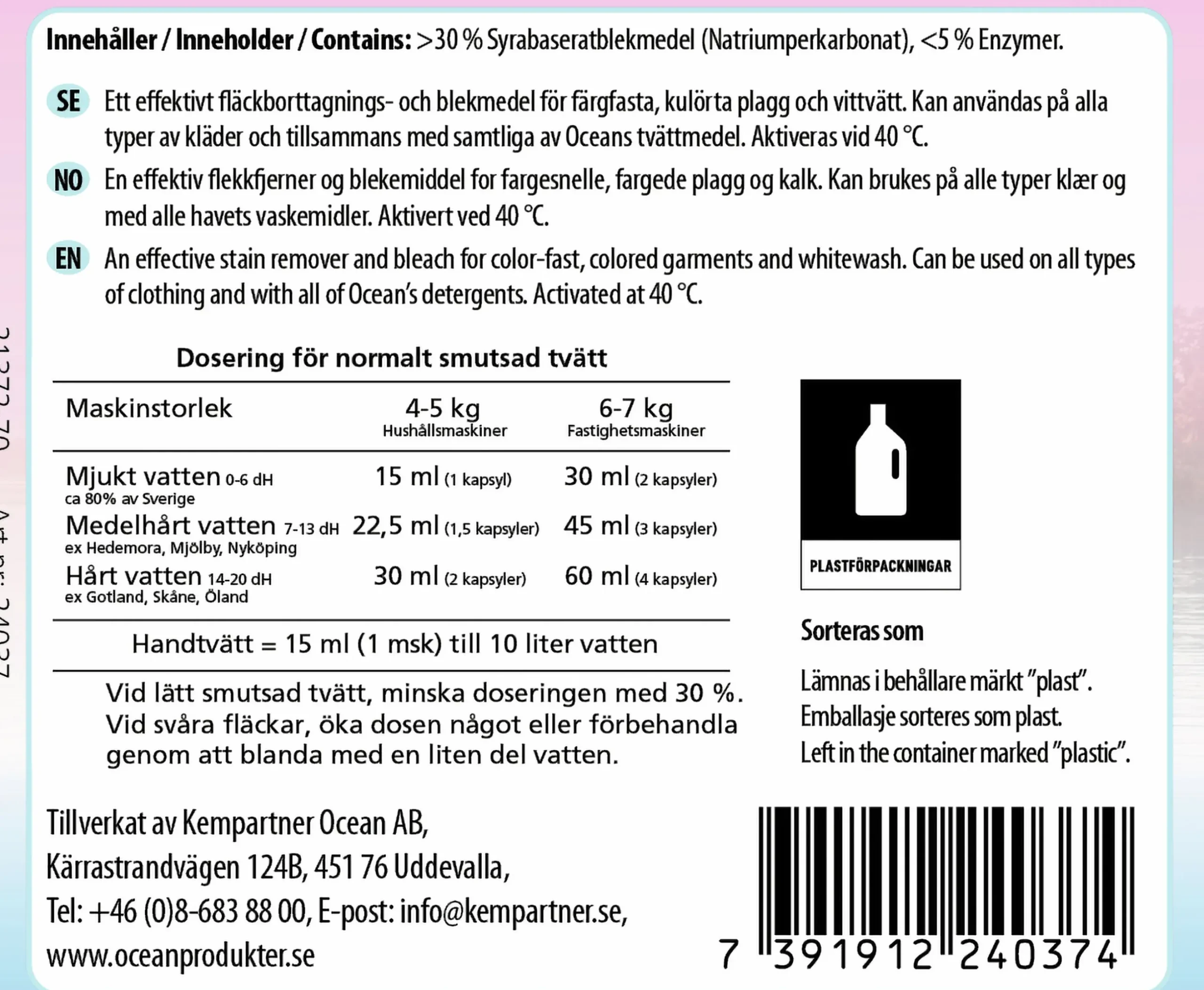 Fläckborttagning Ocean Oxi Fläck & Blek 500g