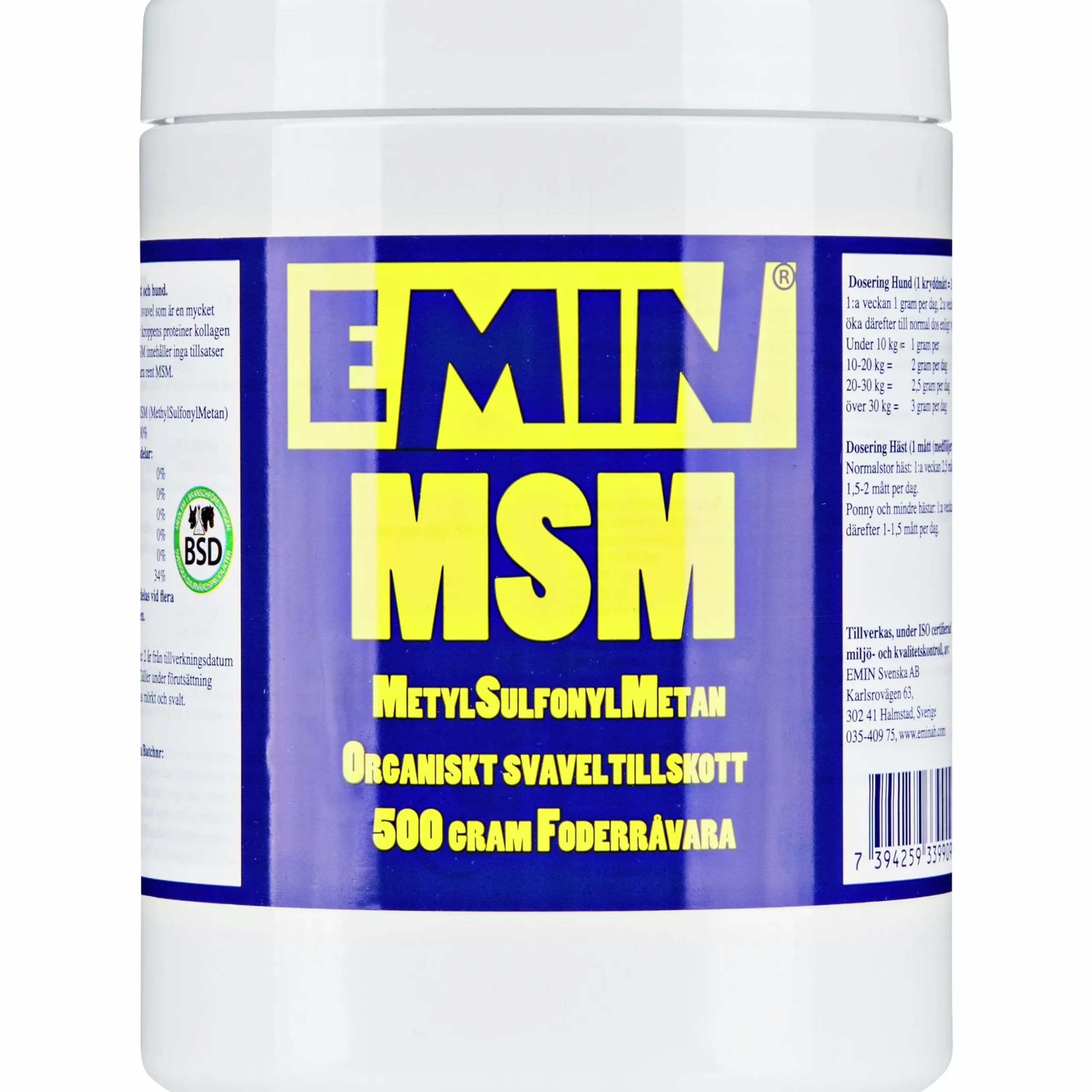 Fodertillskott Emin MSM 100% Häst 500g