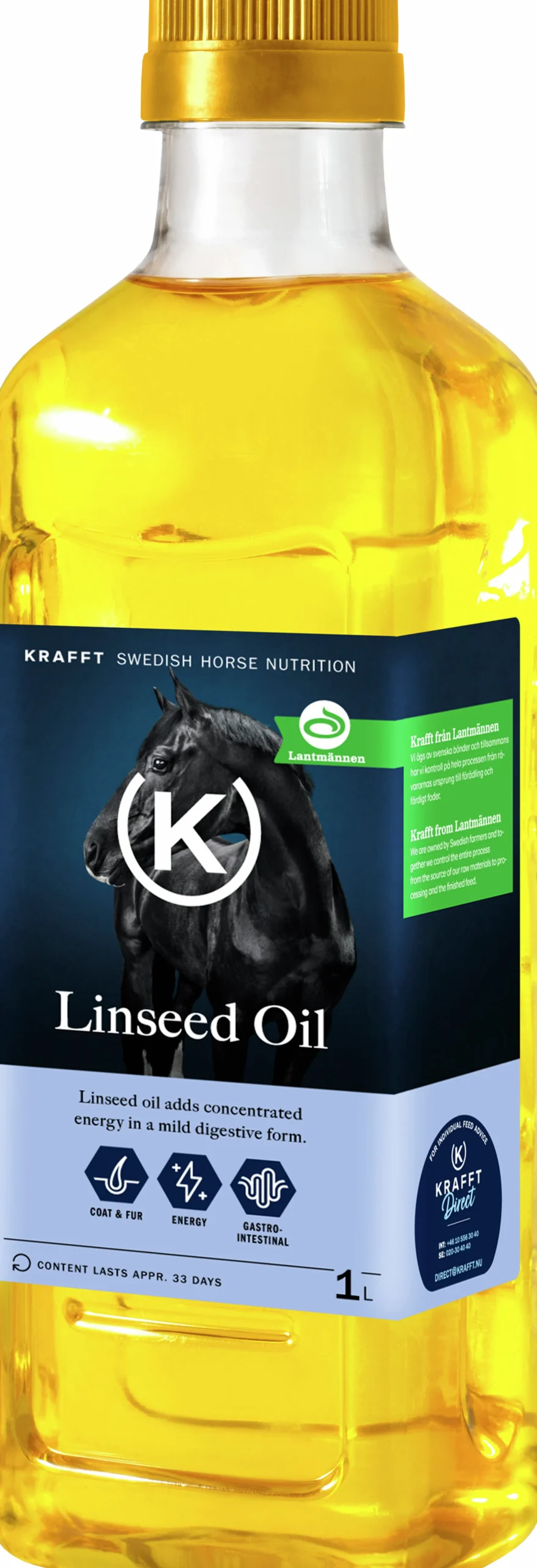 Fodertillskott Krafft Linfröolja 1 liter