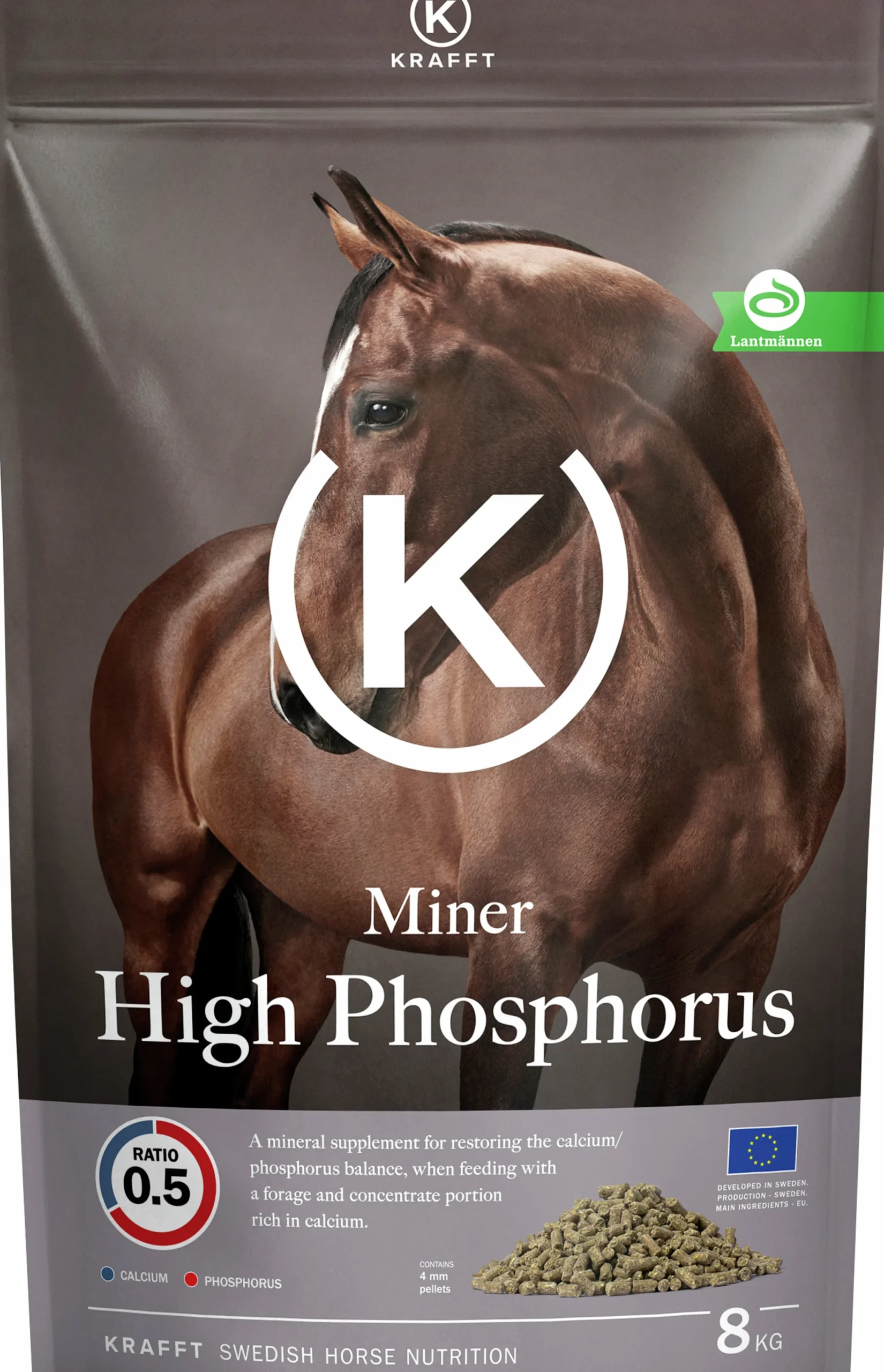 Fodertillskott Krafft Miner High Phosphorus Pellets 8kg