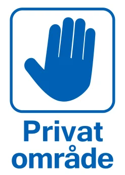 Förbudsskylt 'Privat område' plast vit/blå 150x210mm