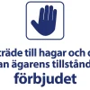 Förbudsskylt 'Tillträde till hagar och djur förbjudet' vit/blå 21x15cm