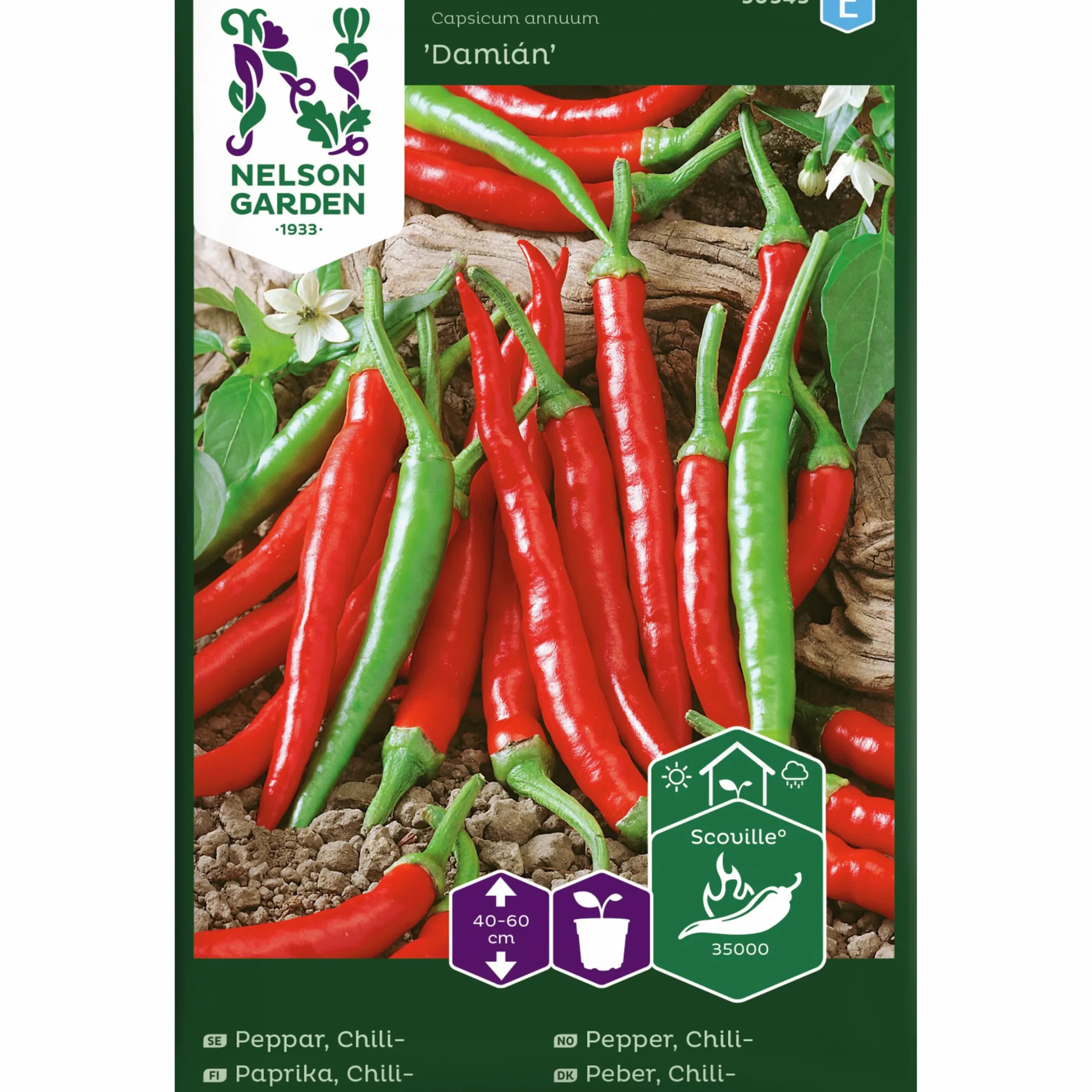 Fröer Nelson Garden Chilipeppar Damián Röd