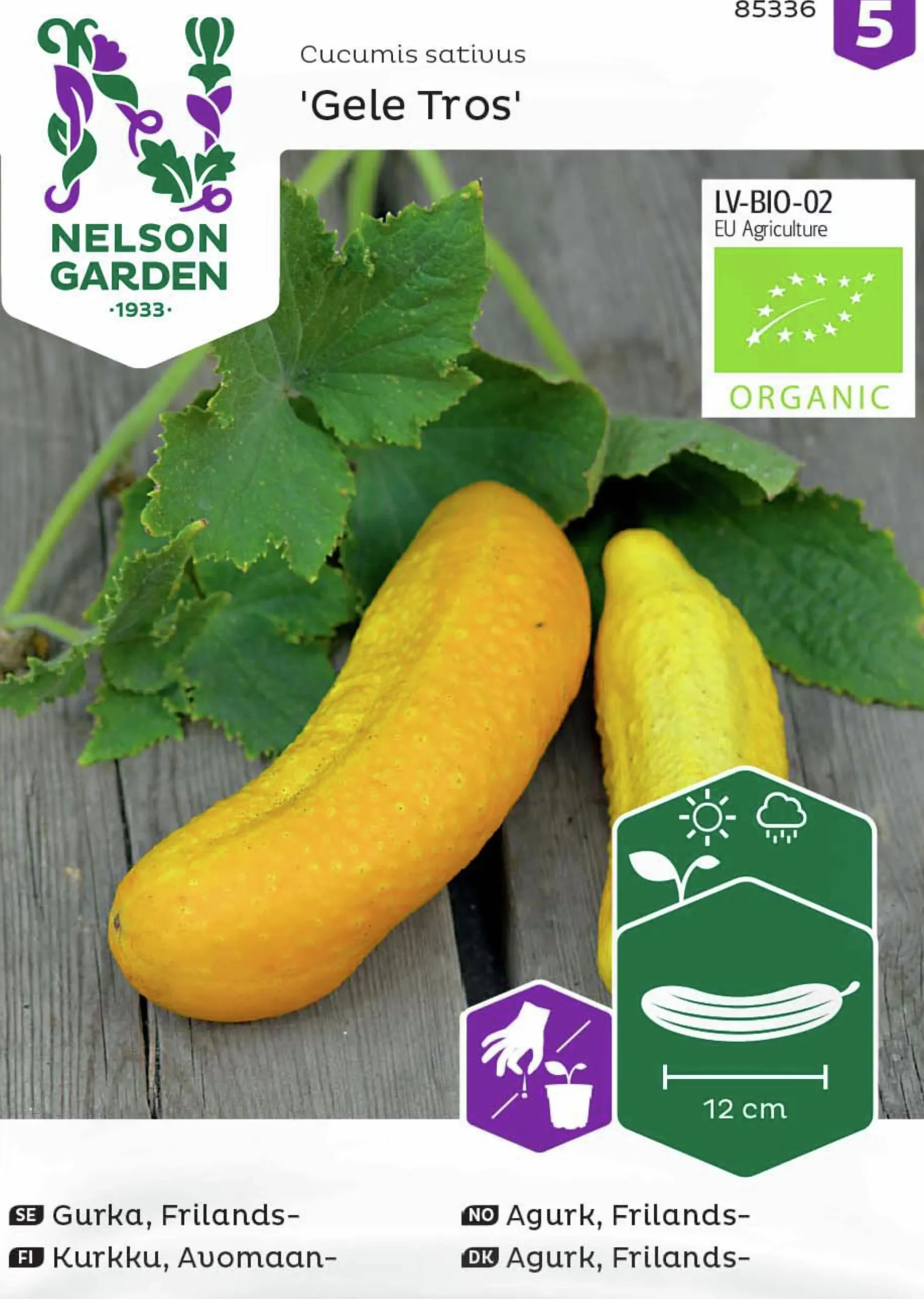 Fröer Nelson Garden Frilandsgurka Gele Tros Organic
