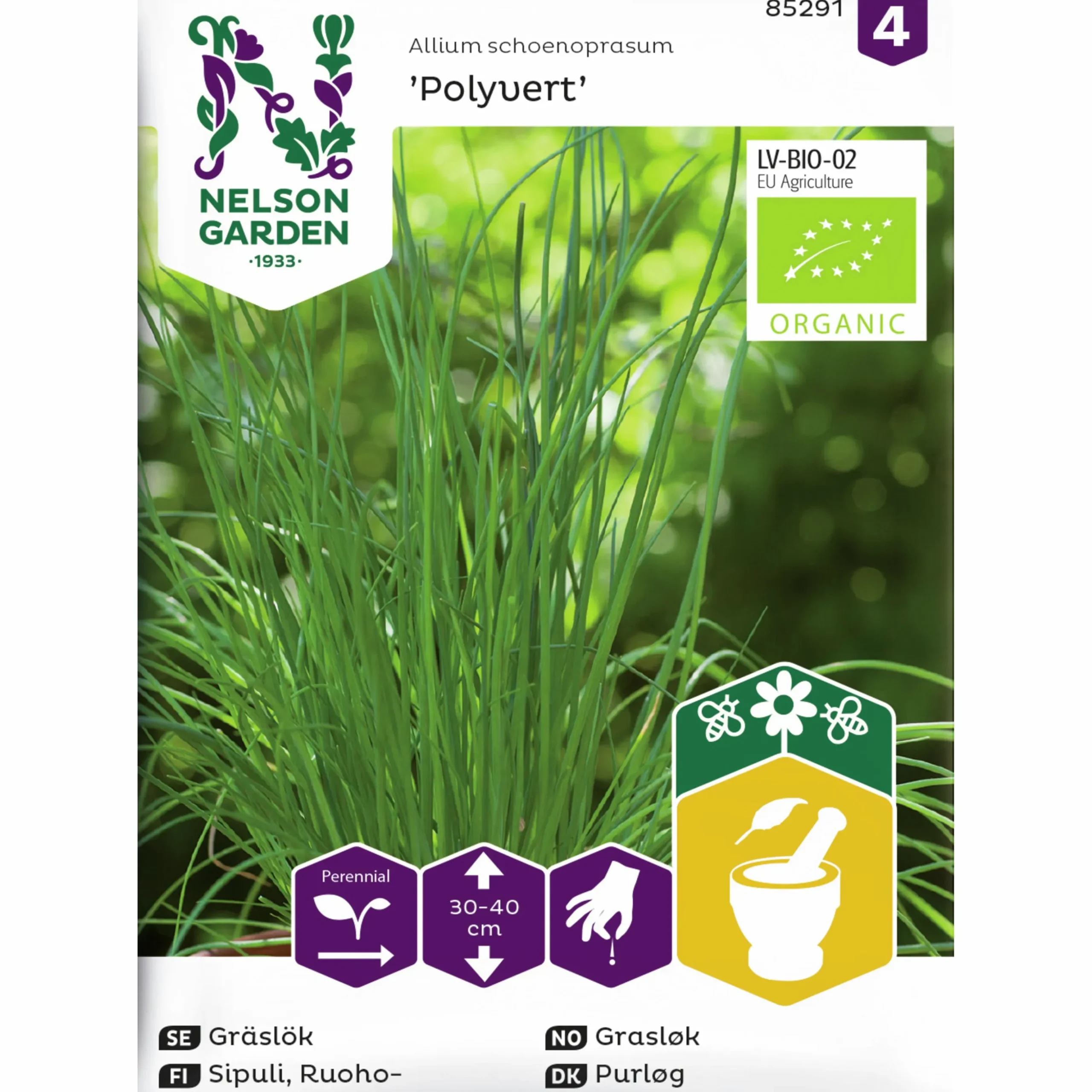 Fröer Nelson Garden Gräslök Vanlig Polyvert Organic