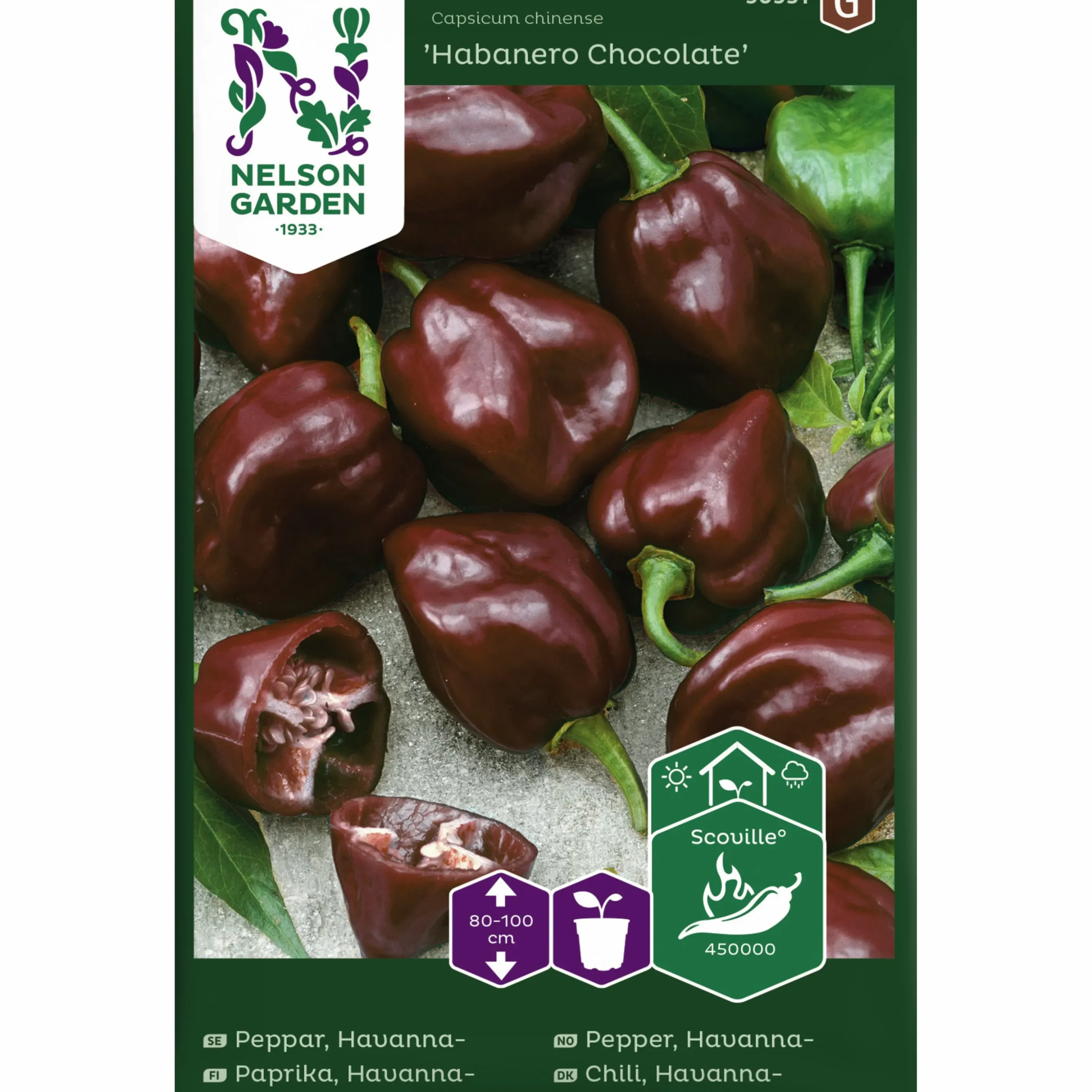 Fröer Nelson Garden Havannapeppar Habanero Brun