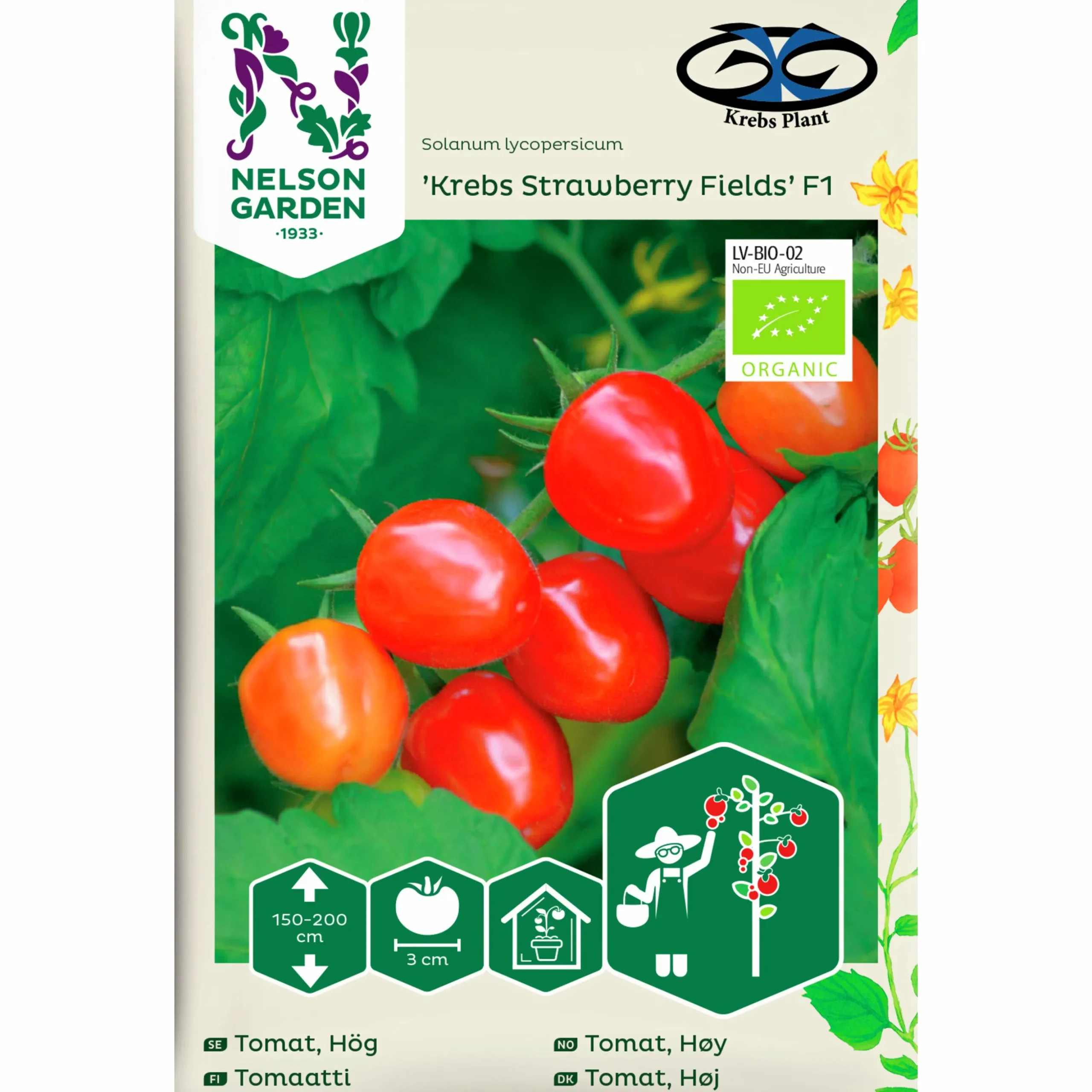 Fröer Nelson Garden Körsbärstomat Krebs Strawberry Fields Hög