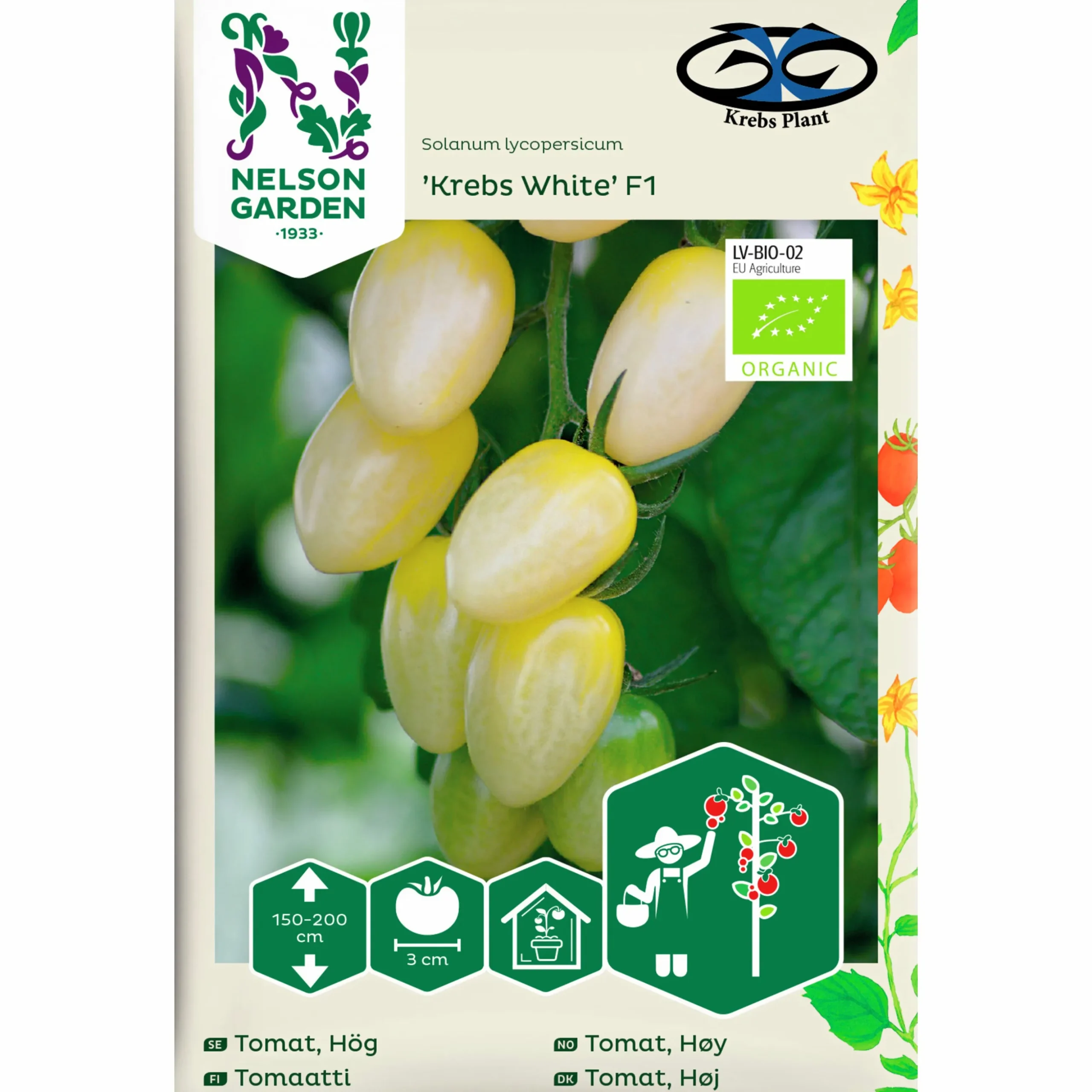 Fröer Nelson Garden Körsbärstomat Krebs White Hög
