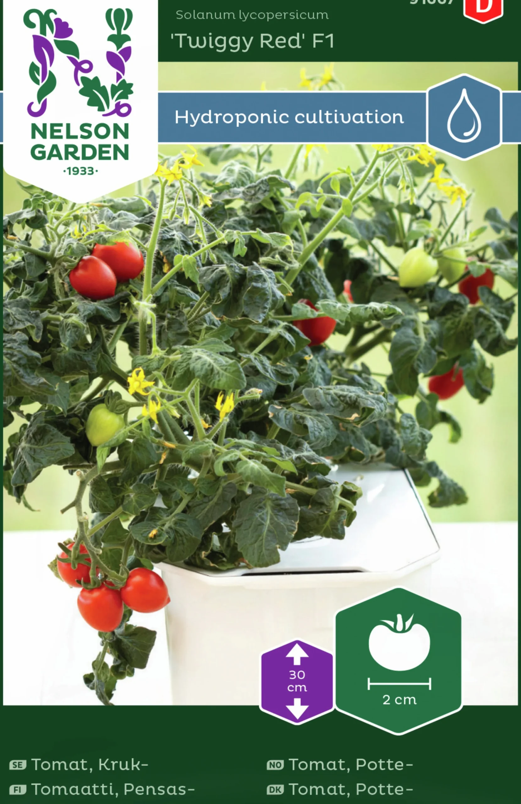 Fröer Nelson Garden Kruktomat Twiggy Red Hydroponisk odling