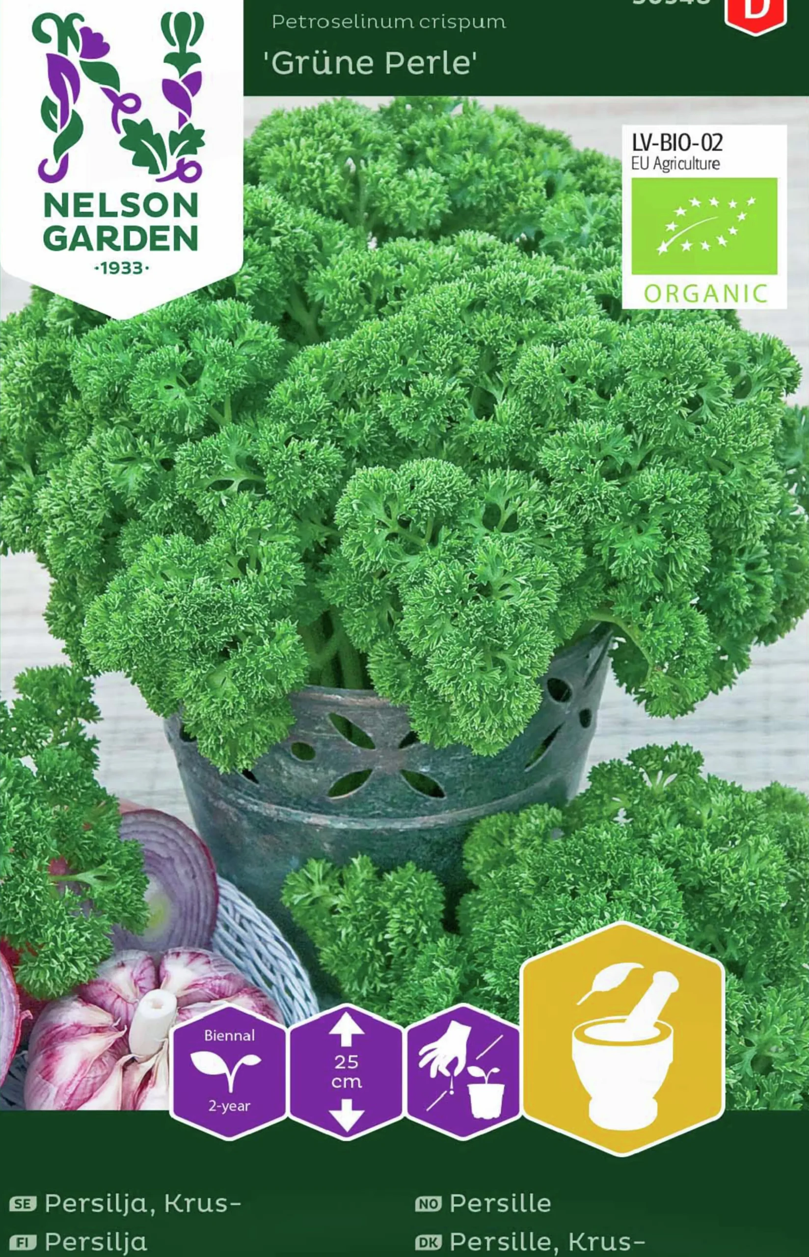Fröer Nelson Garden Krusbladig Persilja Grüne Perle Organic