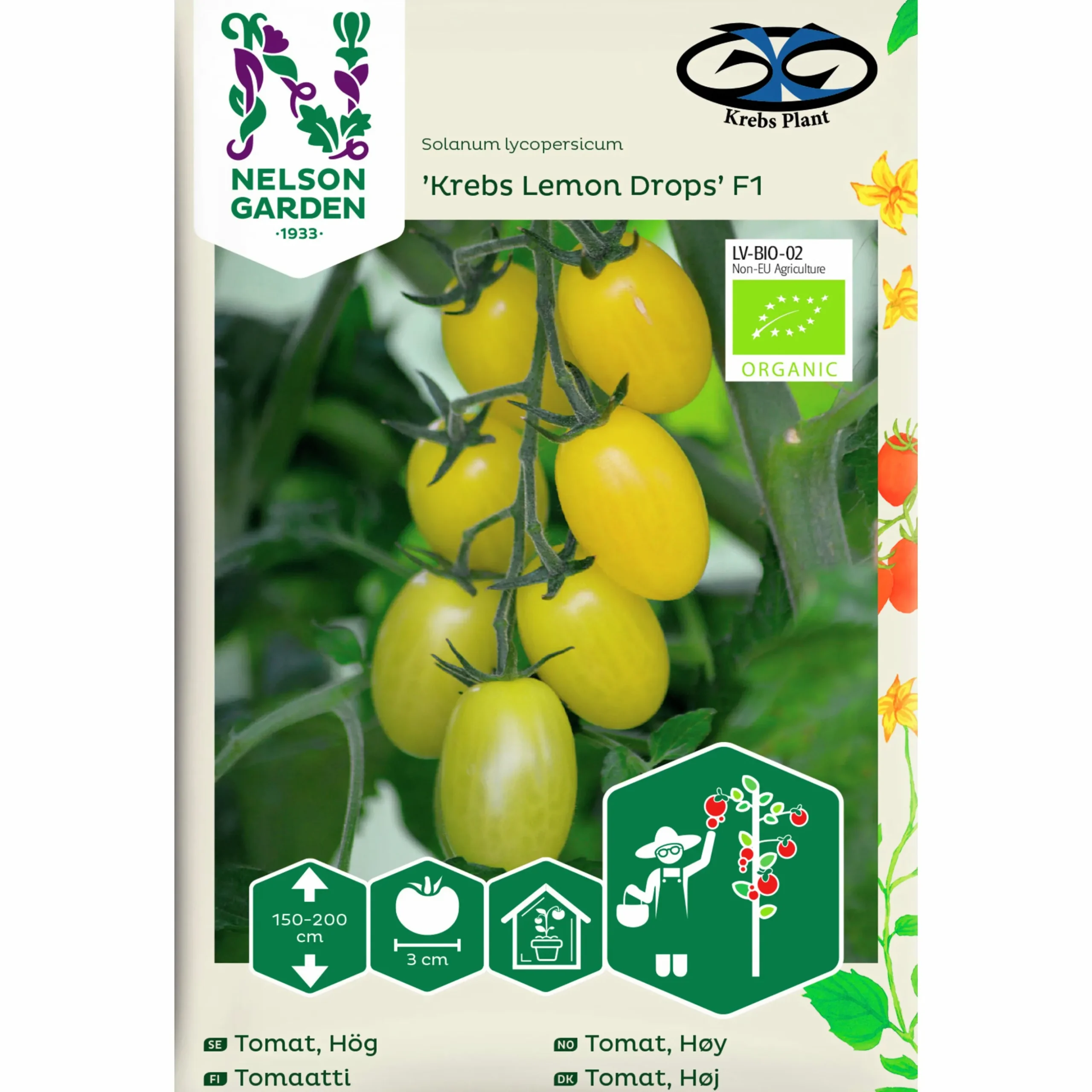 Fröer Nelson Garden Miniplommontomat Krebs Lemon Drops Hög