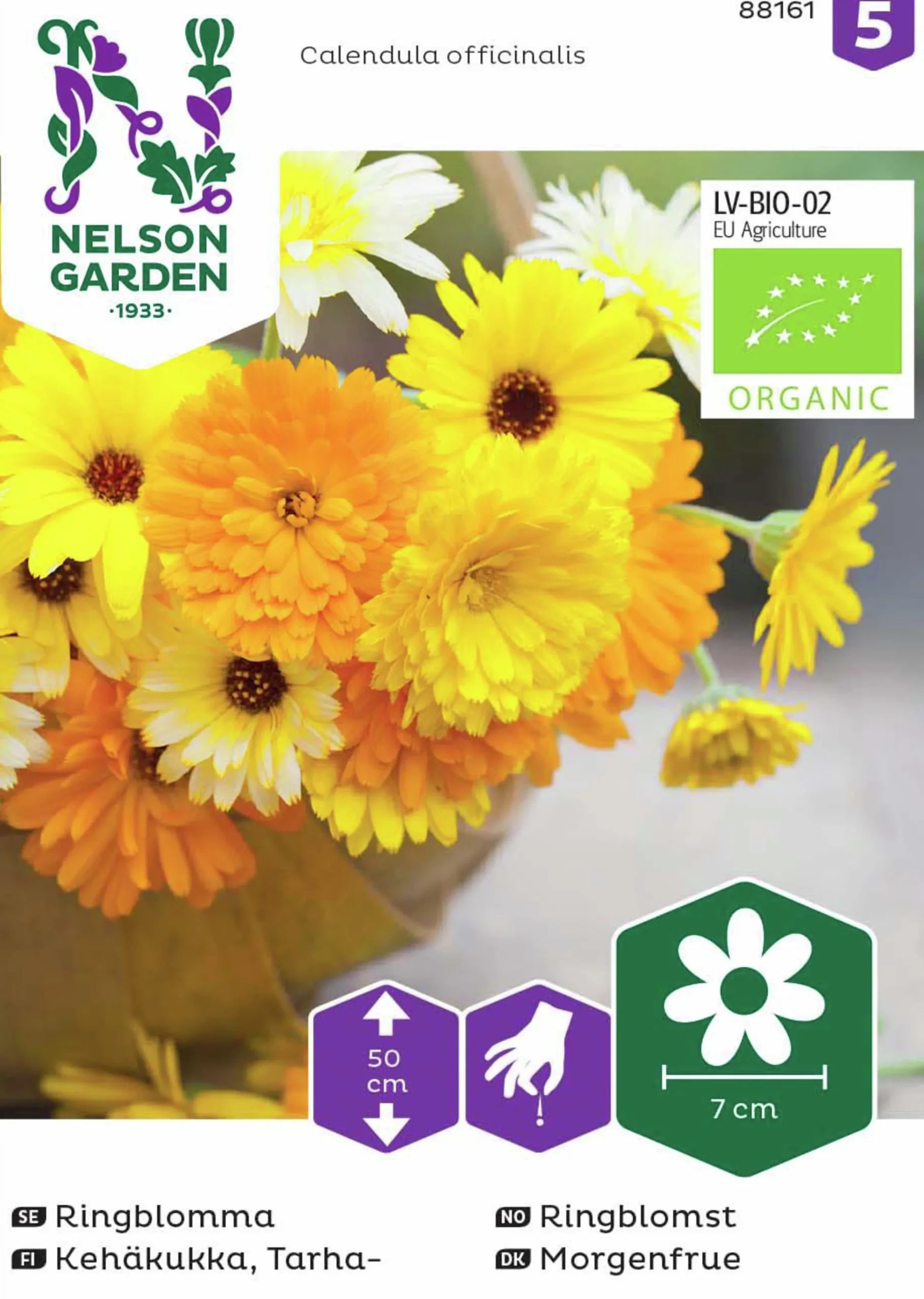 Fröer Nelson Garden Ringblomma Organic Mix färg