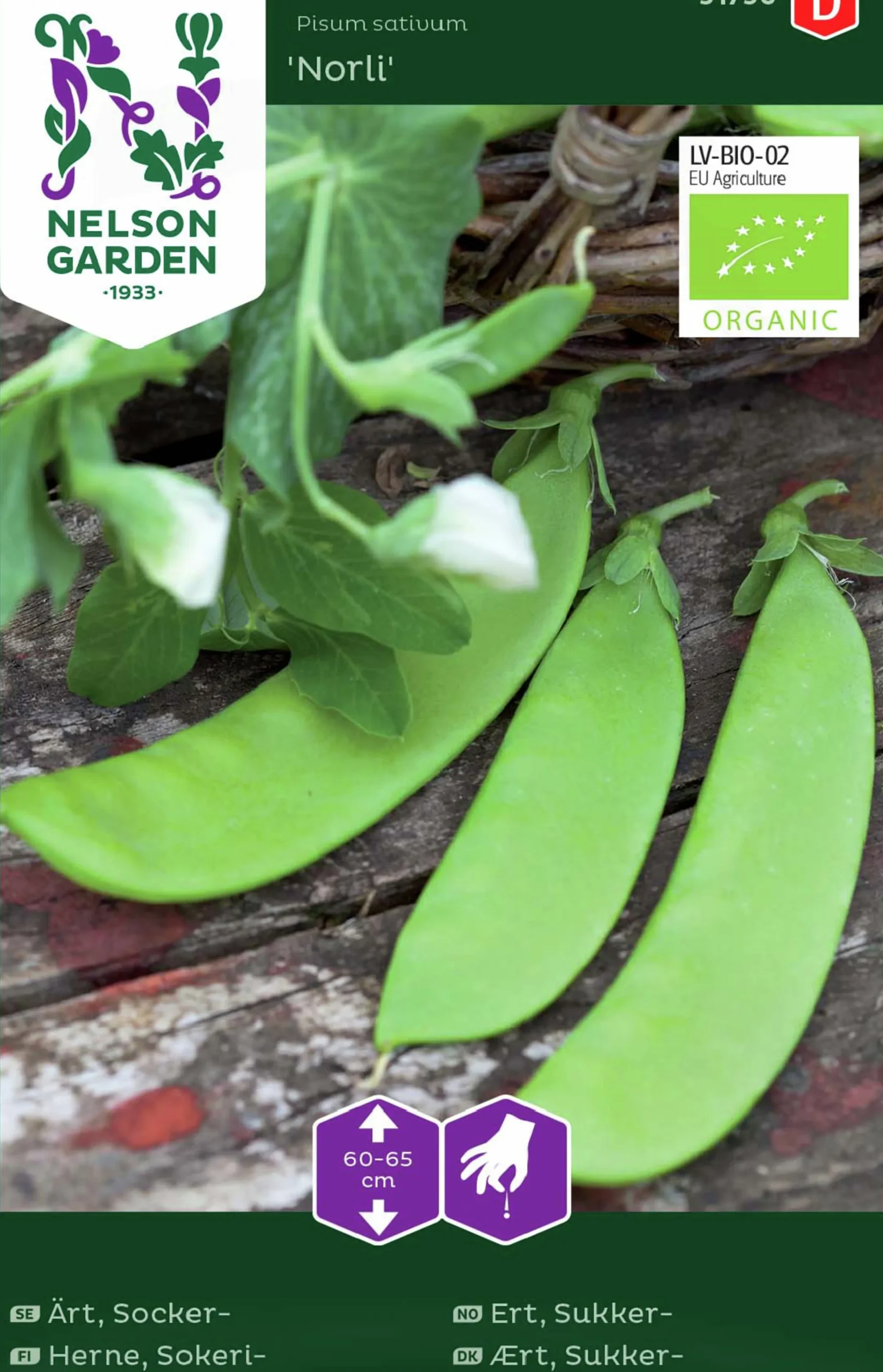 Fröer Nelson Garden Sockerärt Norli Låg Organic