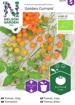 Fröer Nelson Garden Tomat Golden Currant Hög Organic