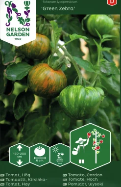 Fröer Nelson Garden Tomat Green Zebra Hög