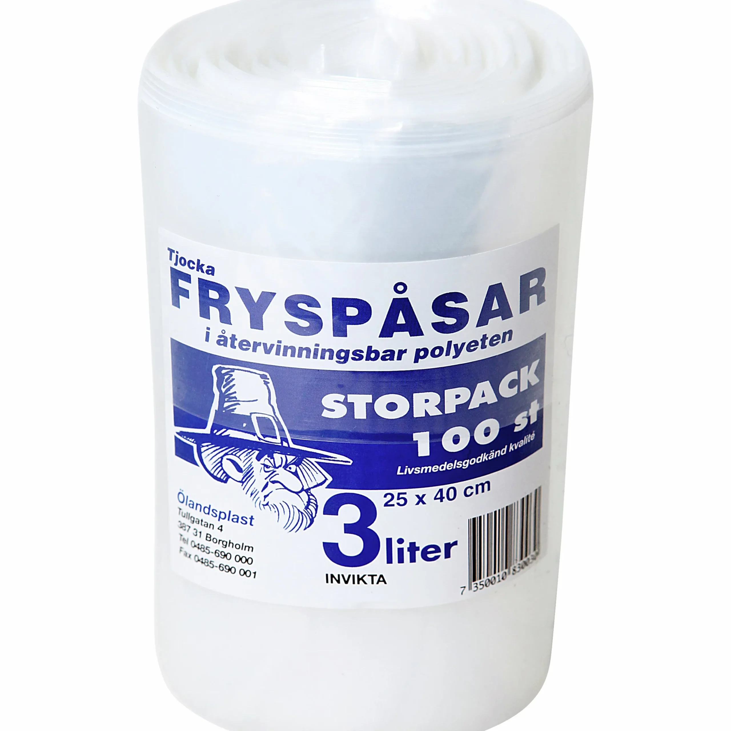 Fryspåsar Ölandsplast sidoinvikta 3L 25x40cm 100-p