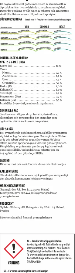 Gödsel Granngården Gräs & Rabatt 10kg