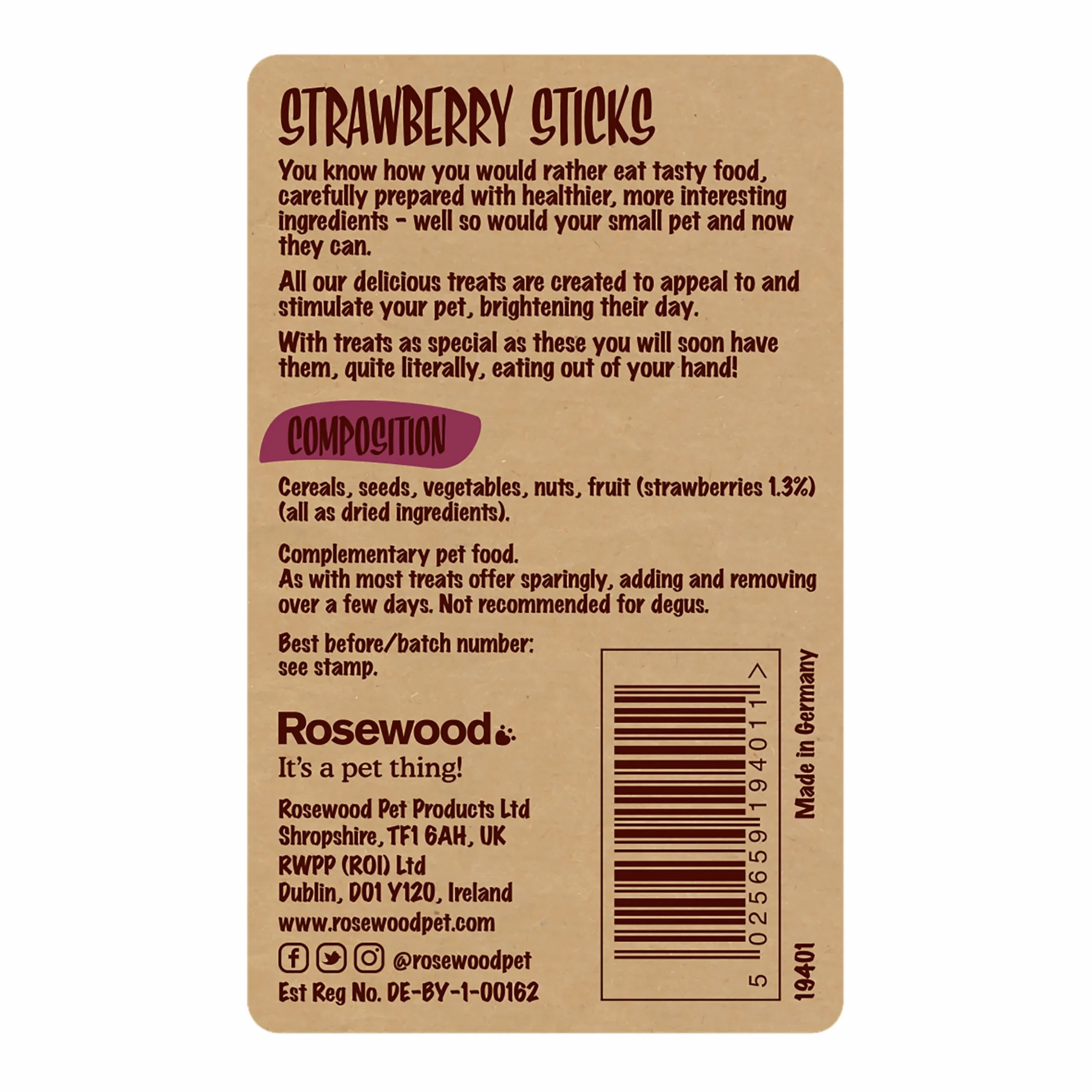 Gnagargodis Rosewood Sticks Strawberry 140g