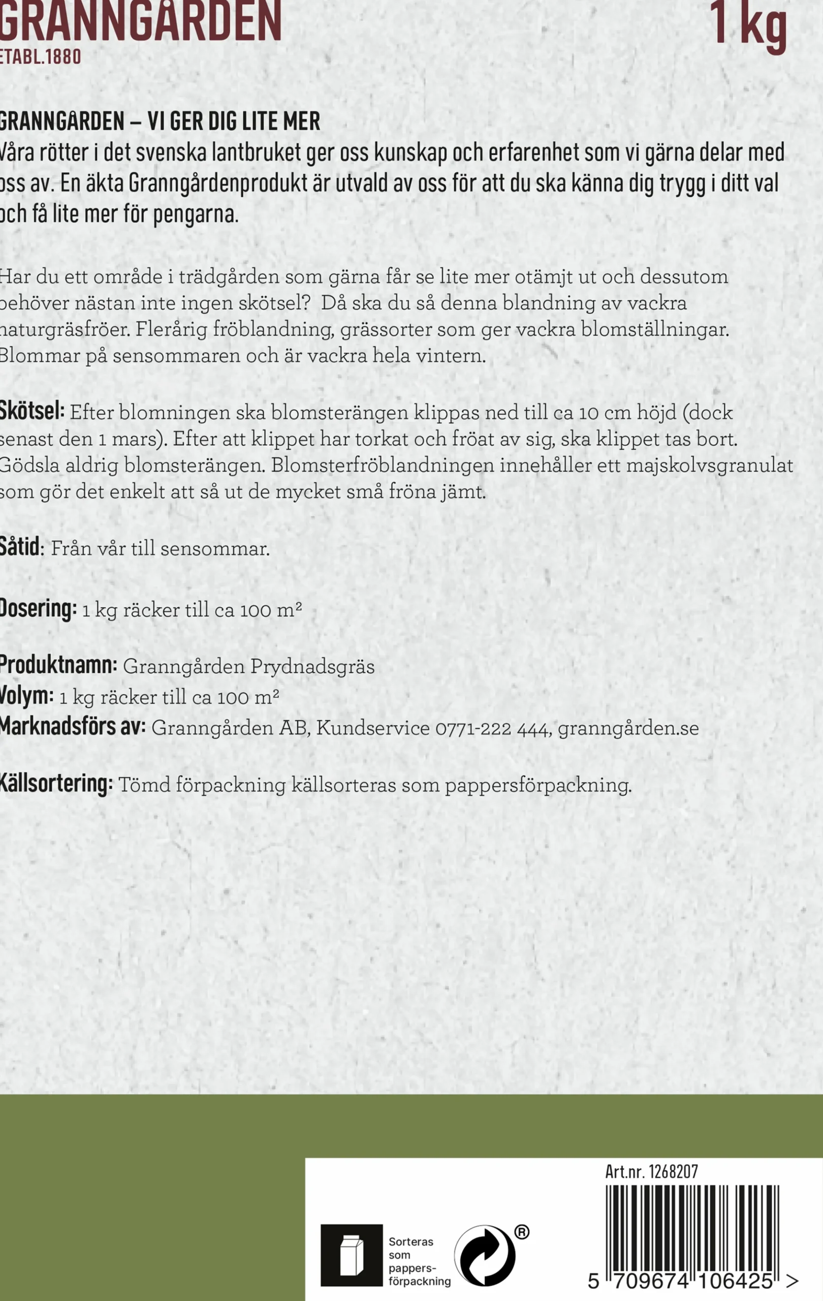 Gräsfrö Granngården Prydnadsgräs 1kg