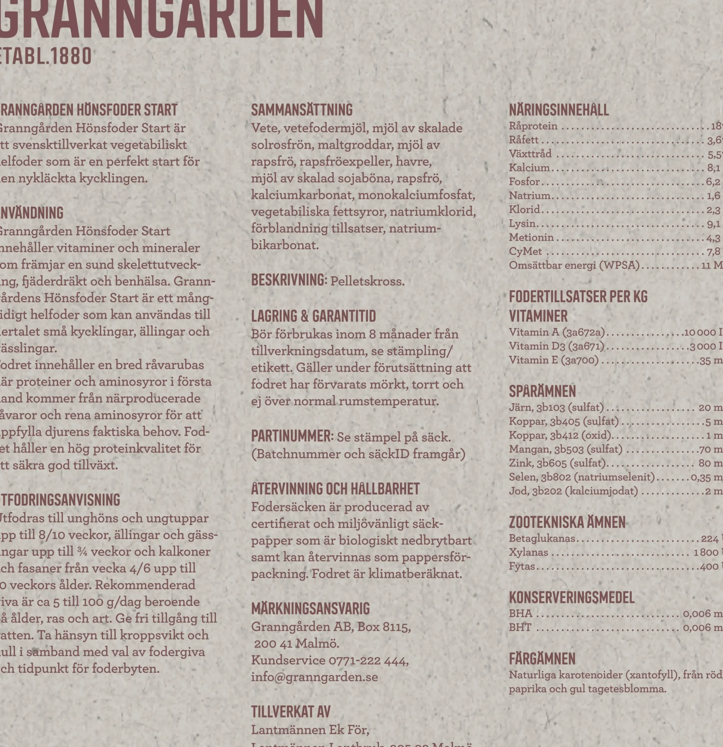 Hönsfoder Granngården Start Pelletskross 20kg