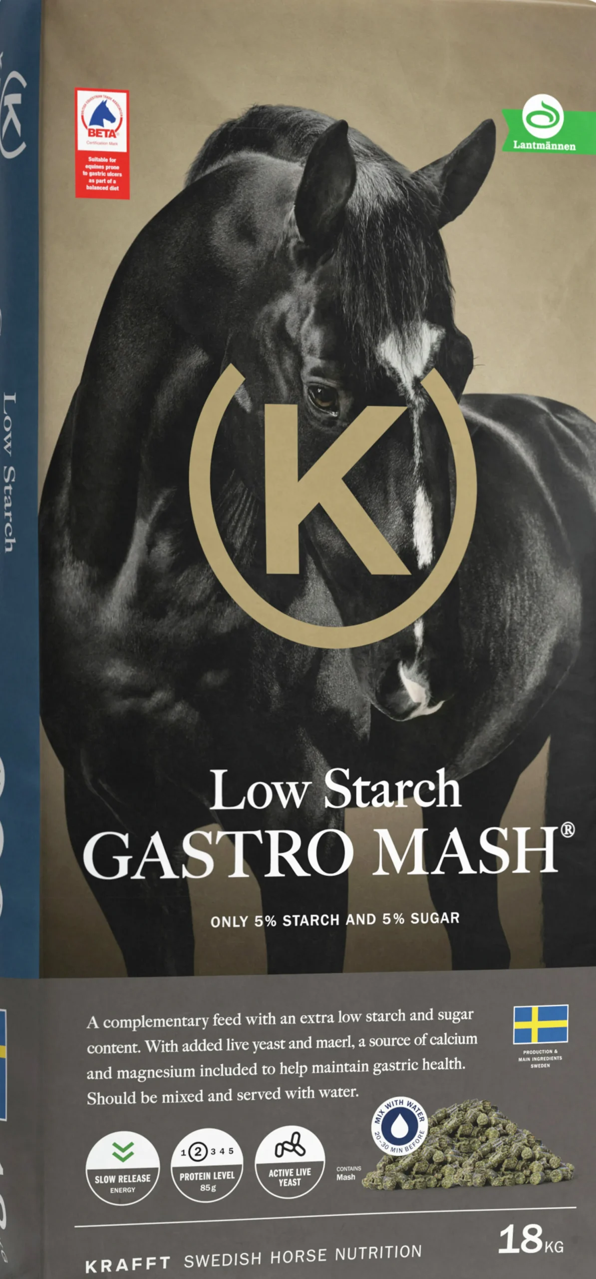 Hästfoder Krafft Performance Low Starch Gastromash 18kg