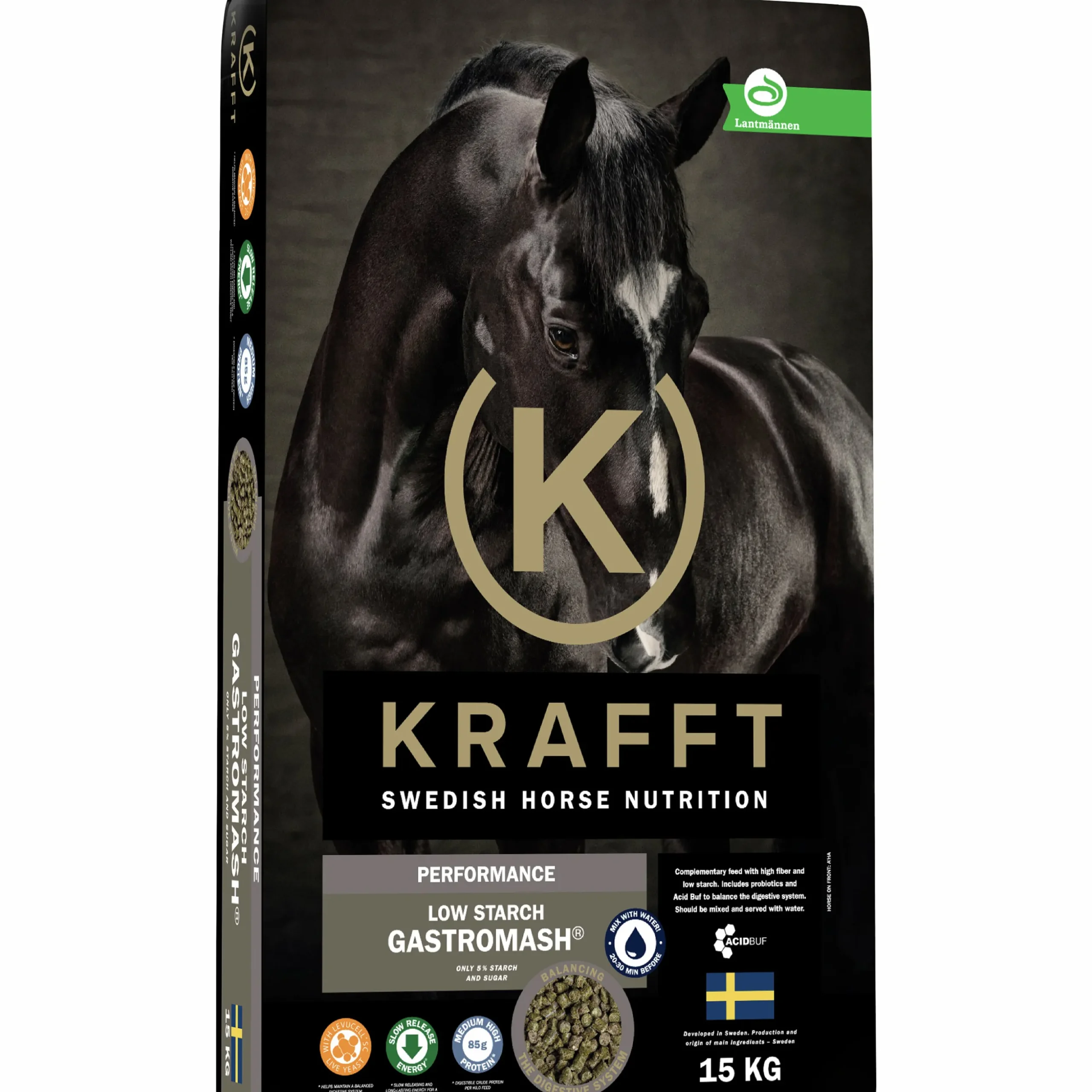Hästfoder Krafft Performance Low Starch Gastromash 15kg