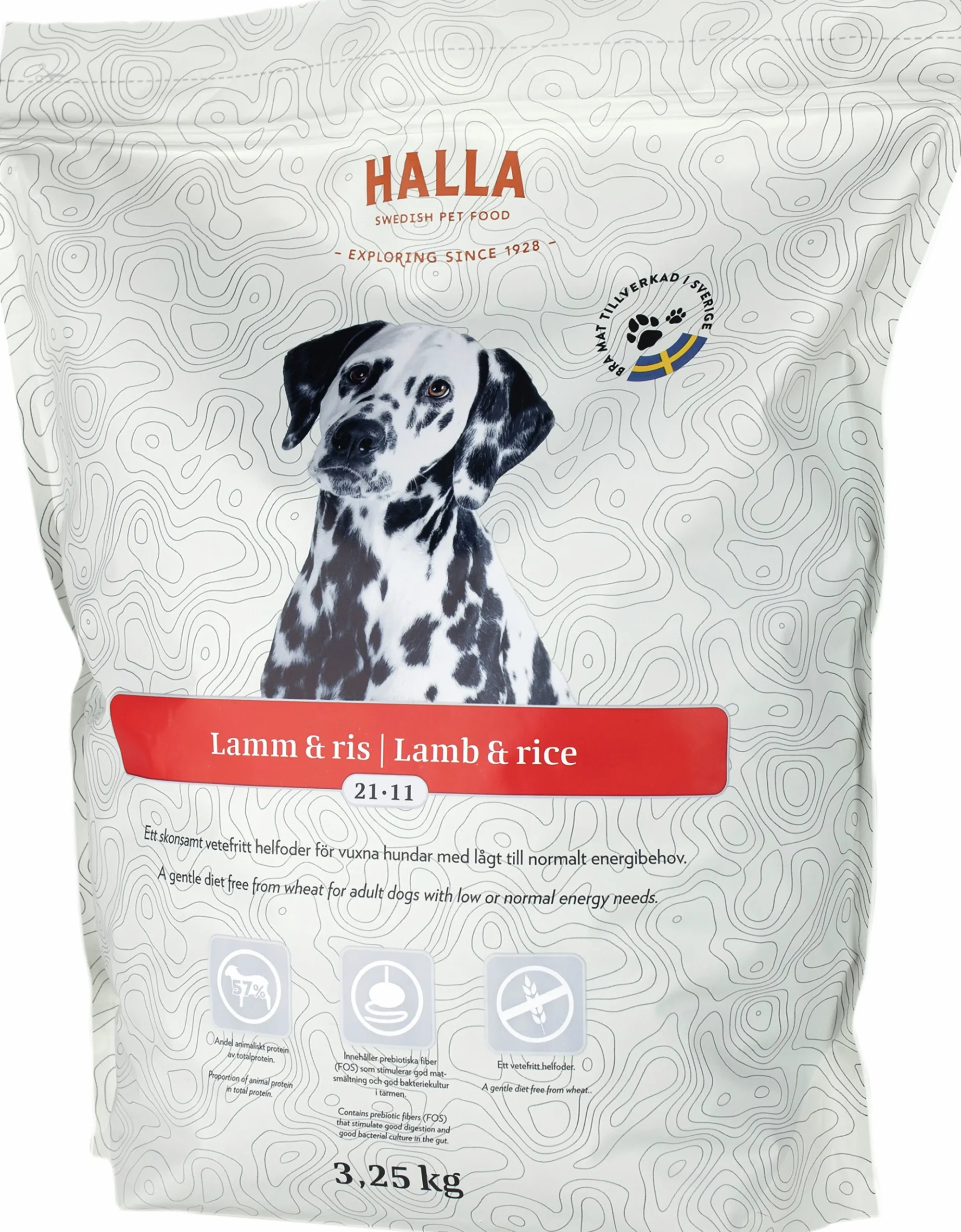 Hundfoder Halla Lamm & Ris 3,25kg