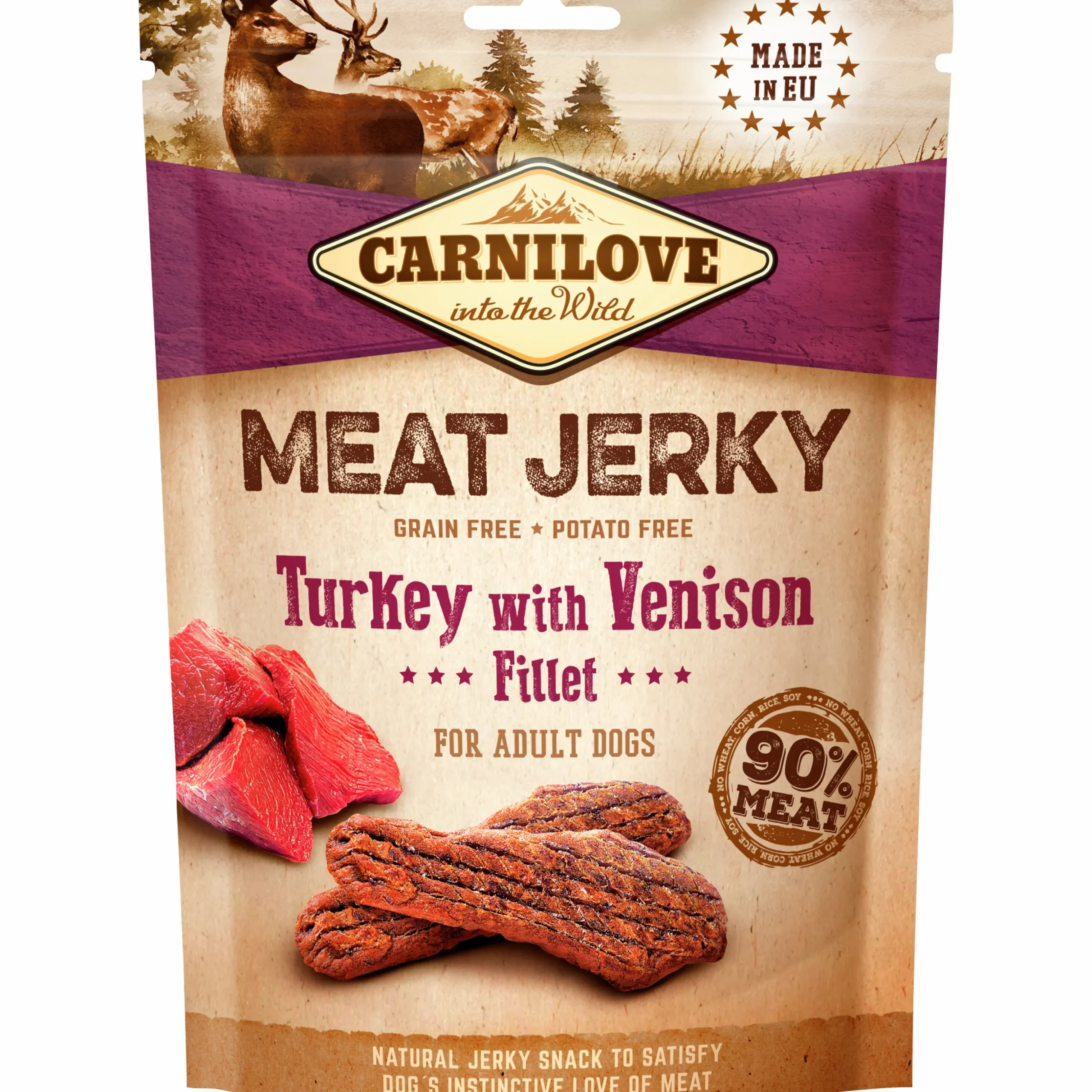 Hundgodis Carnilove Meat Jerky Turkey & Venison 100g