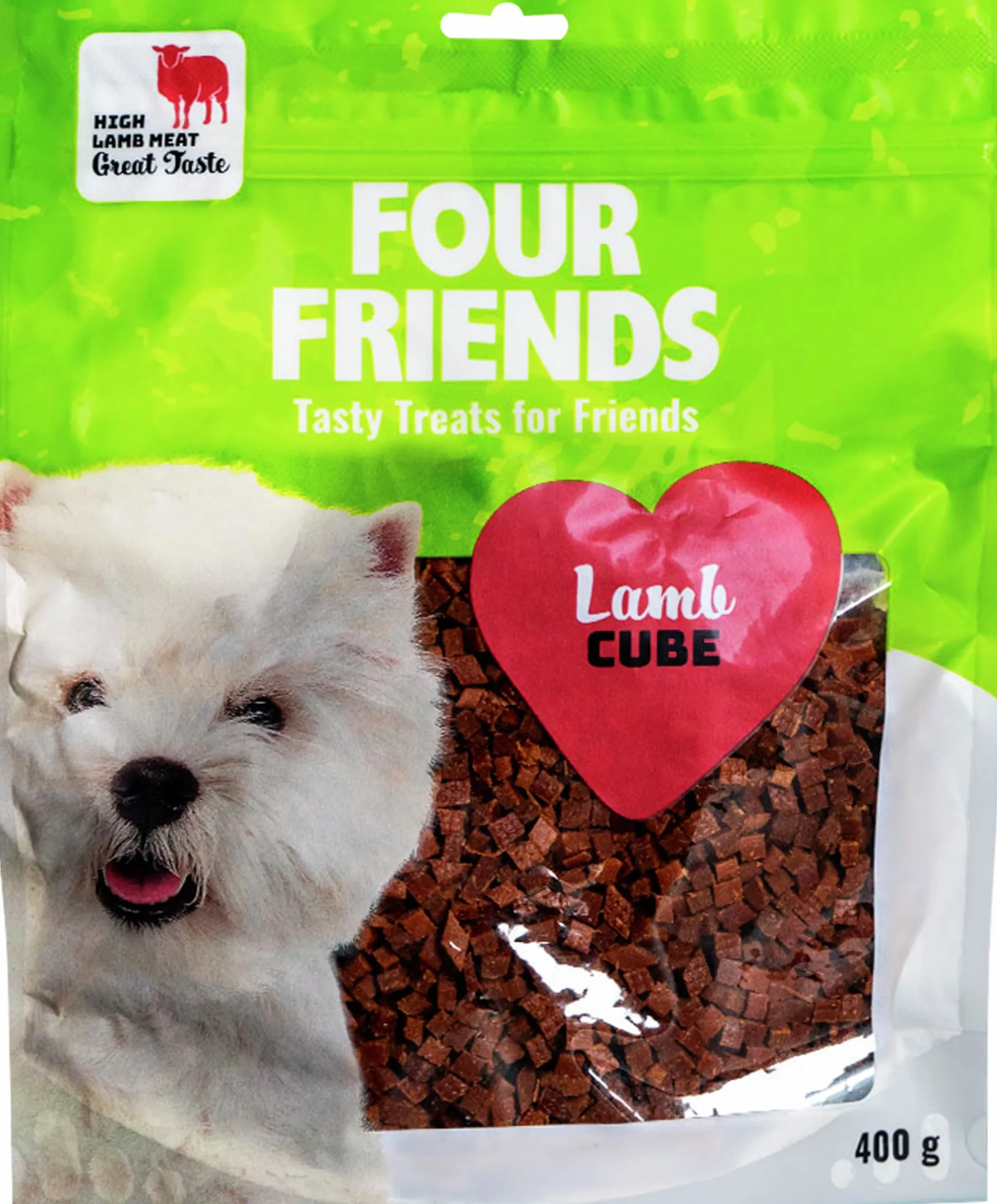 Hundgodis Four Friends Lamb cubes 400g