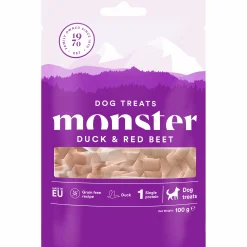Hundgodis Monster Dog Treats Duck & Red Beet 100g