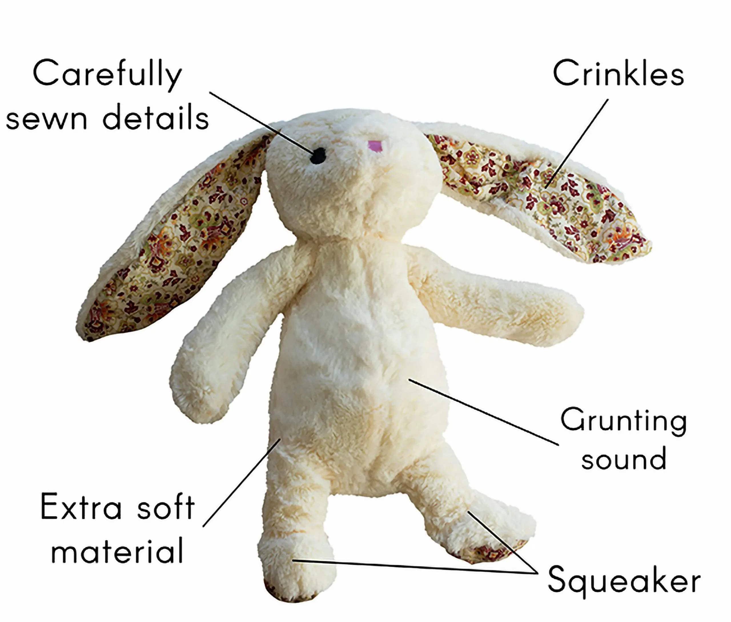Hundleksak Party Pets Bunny Flower Creme 35cm