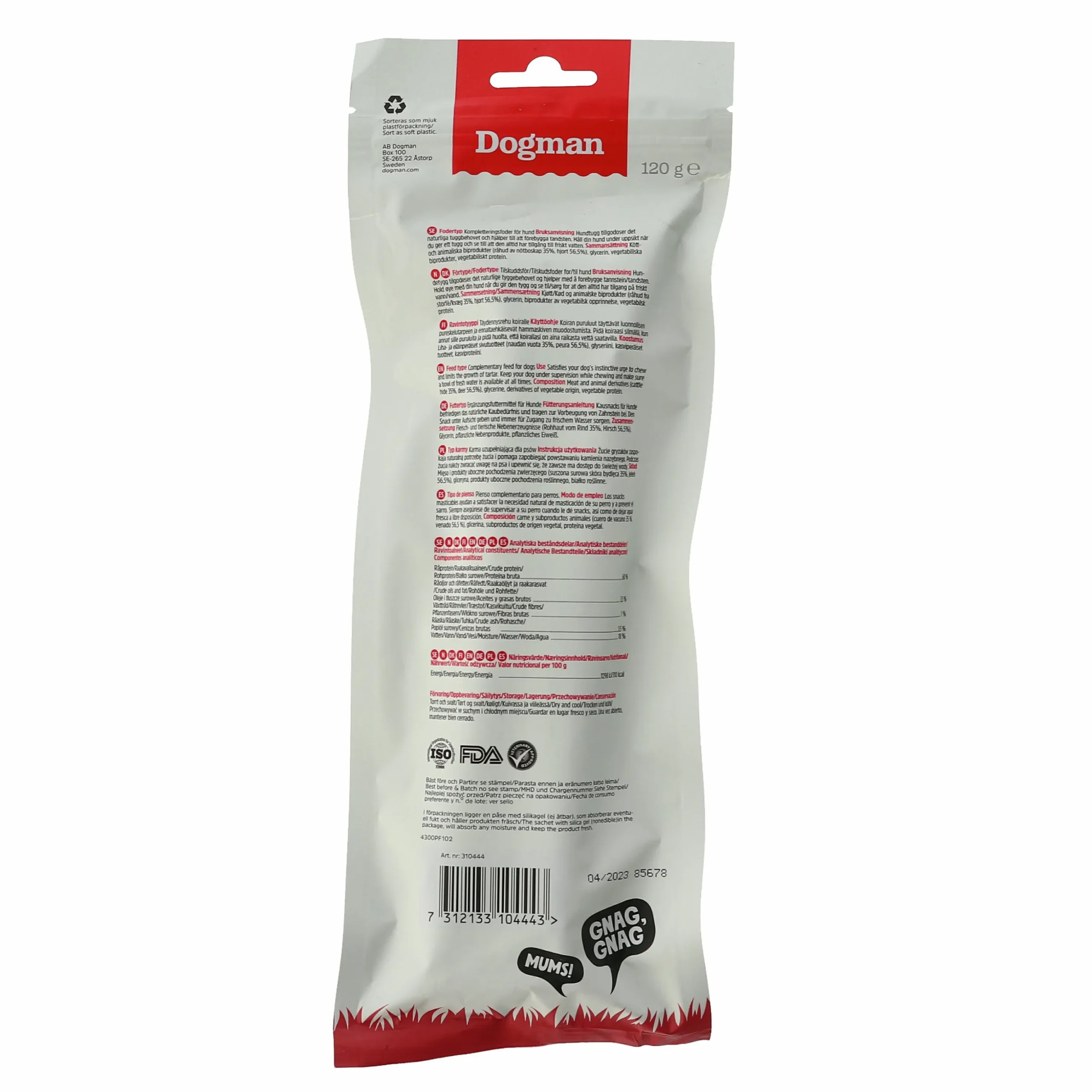 Hundtugg Dogman Tuggpinnar med Hjort M 20cm 2-p