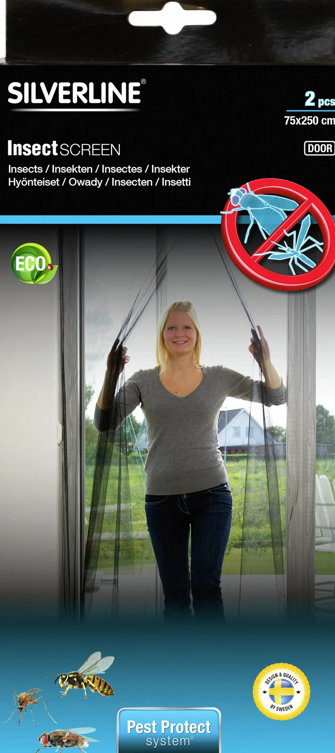 Insektsnät Silverline Dörr 2x27x250cm