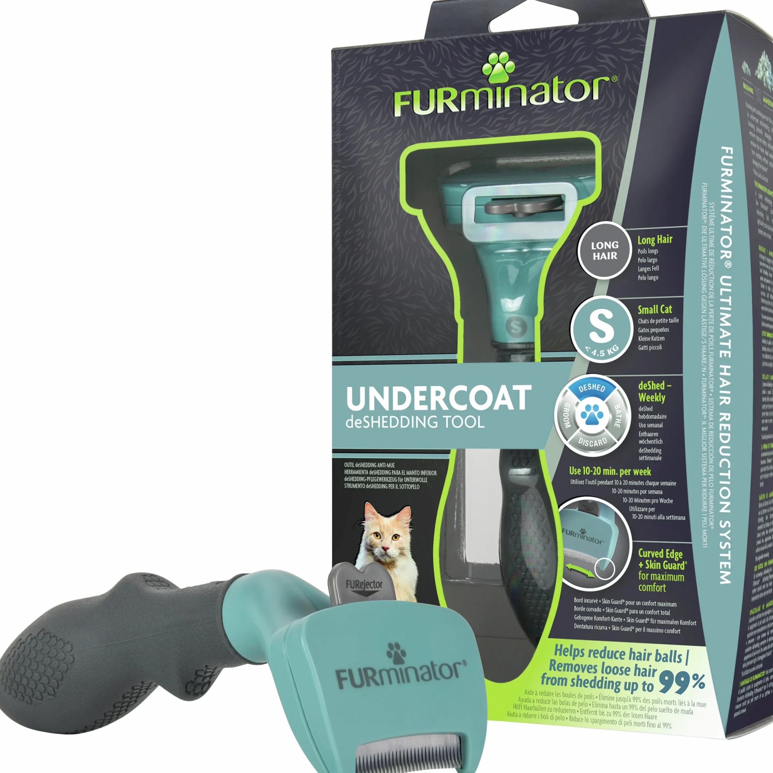 Kattborste FURminator Deshedding Underullskarda S Långt Hår