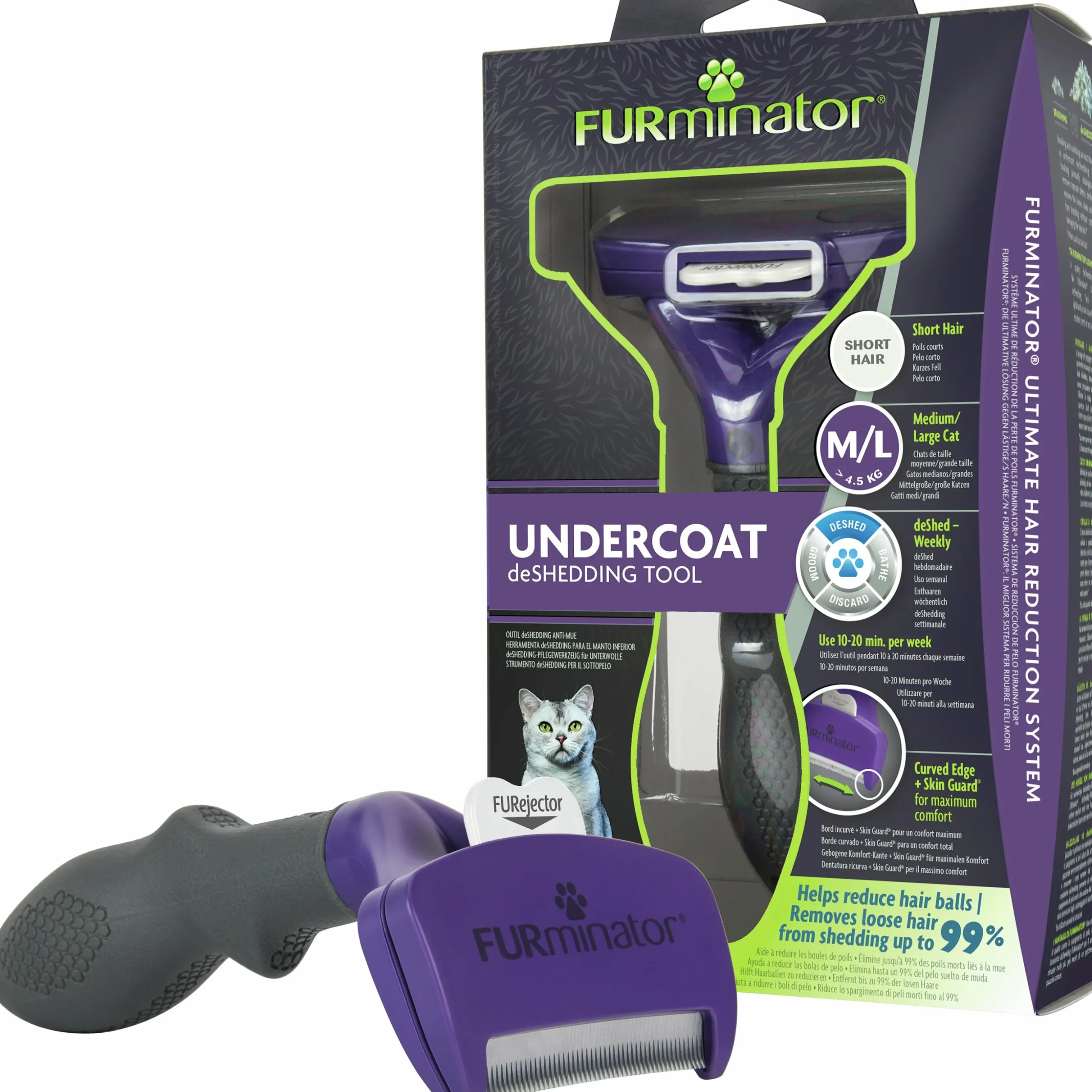 Kattborste FURminator Deshedding Underullskarda L