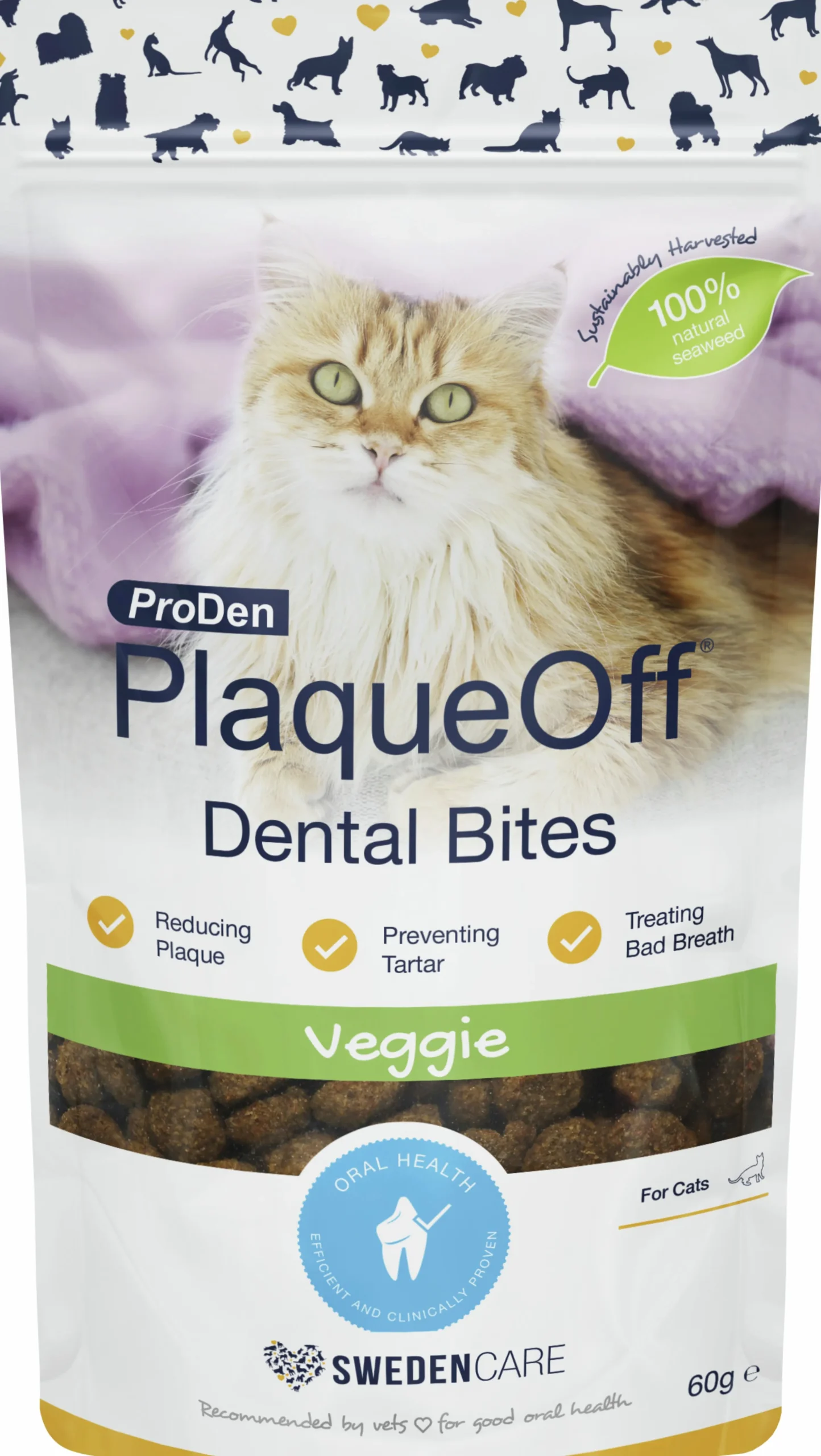 Kattgodis PlaqueOff Dental Bites 60g