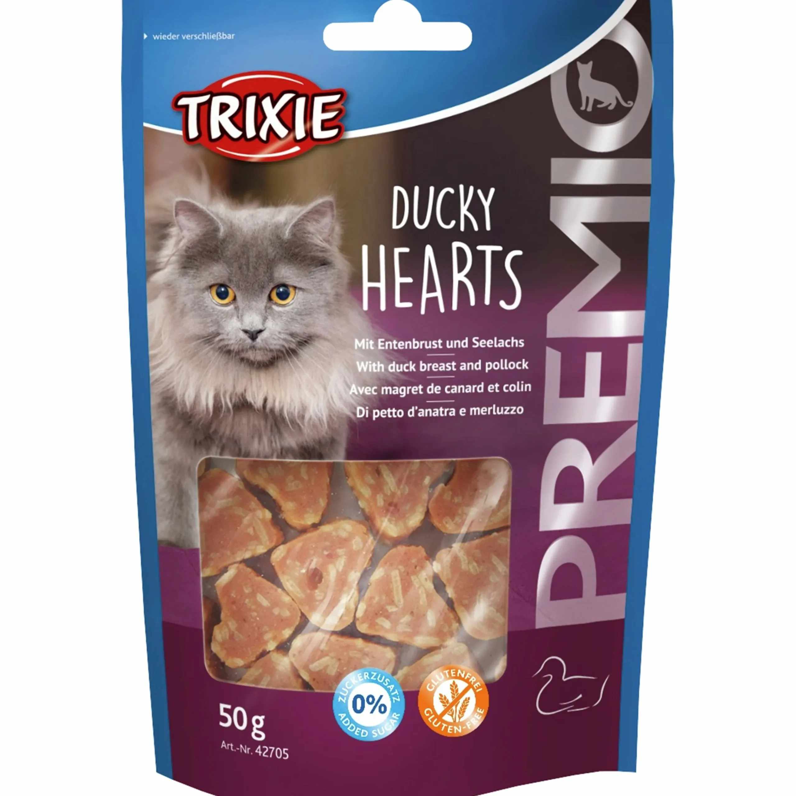 Kattgodis Trixie Premio Ducky Hearts 50g