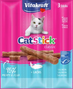 Kattgodis Vitakraft Cat Stick Mini Pinnar Lax 3-p