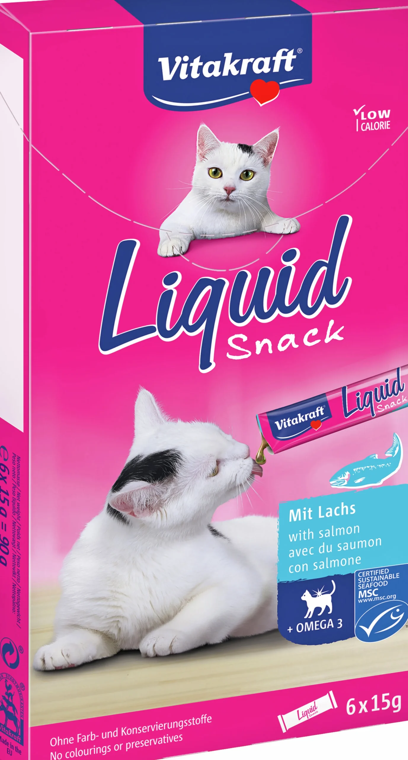 Kattgodis Vitakraft LiquidSnack Lax/Omega 3 6x15g