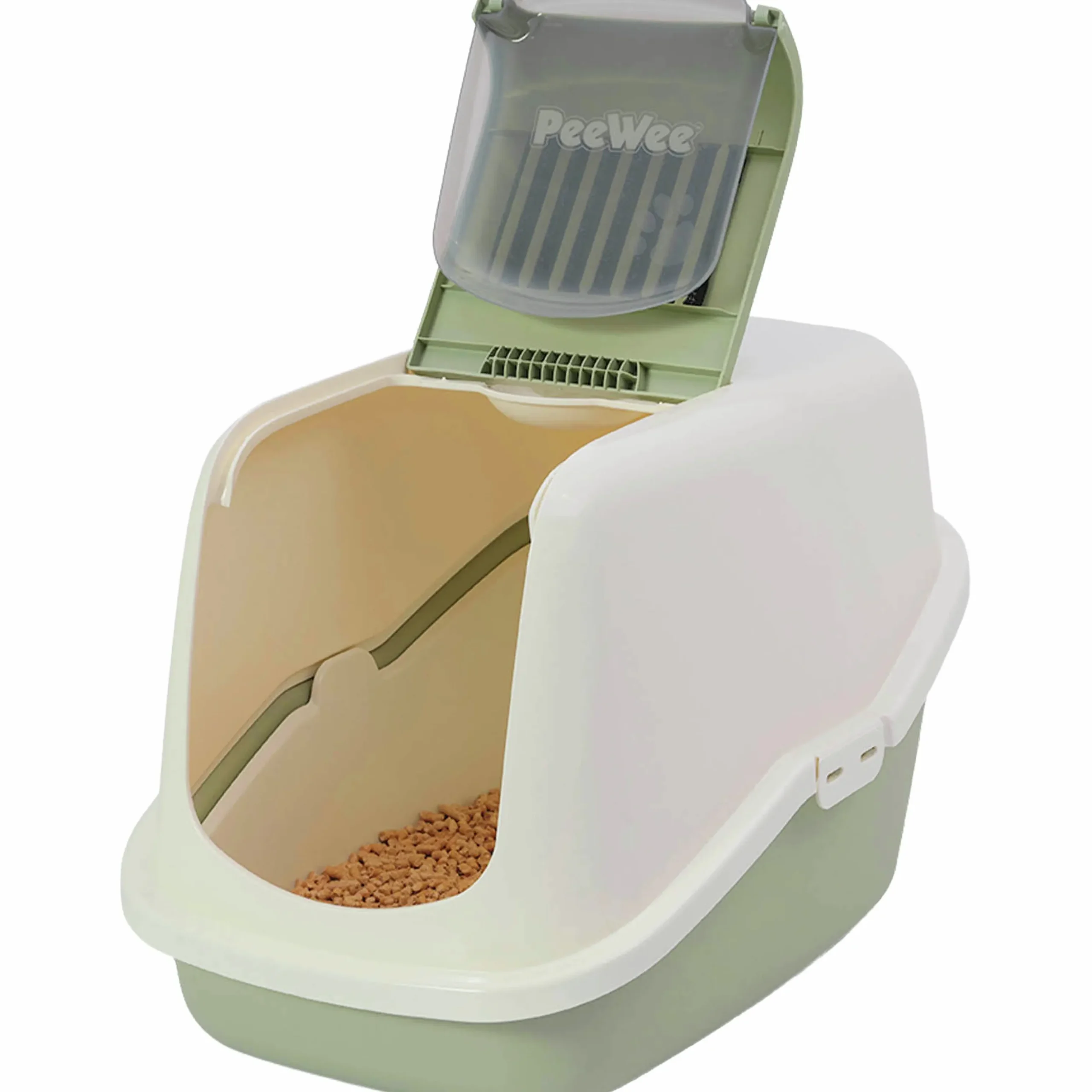 Kattlåda PeeWee EcoHus Salviagrön/Creme 56x39x37,5cm