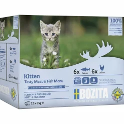 Kattmat Bozita Kitten Menybox Lax/Kyckling i sås 12x85g