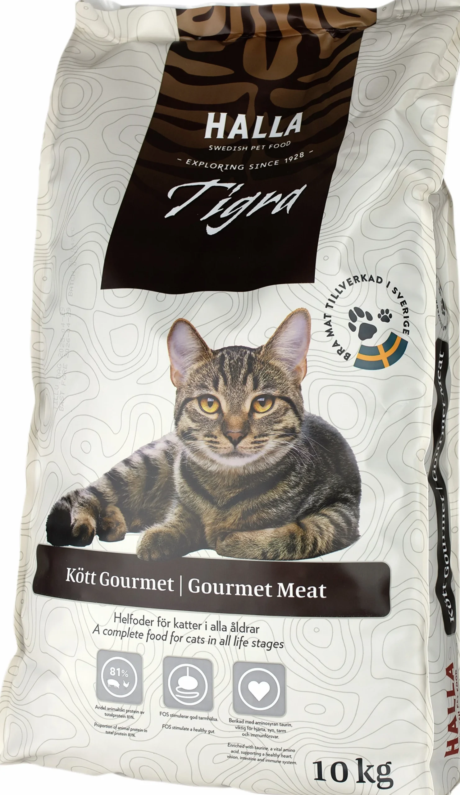 Kattmat Halla Tigra Kattunge & Adult Kött Gourmet 10kg