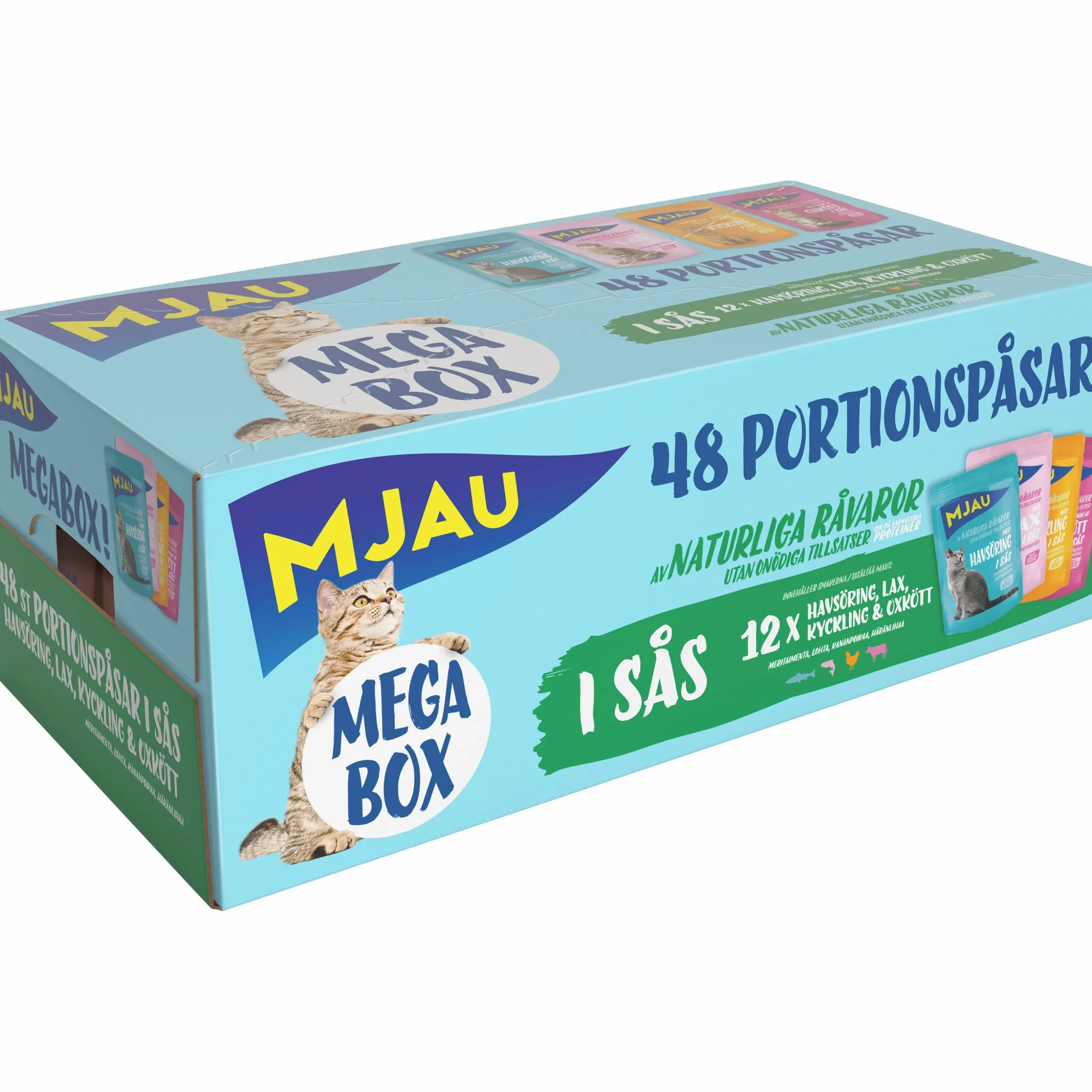 Kattmat Mjau Adult Megabox Kött/Fisk i sås 48x85g